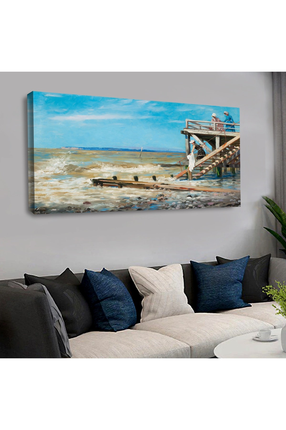 Ahşap Şase Dijital Baskı Kanvas Orta Çağ Manzara Tablo 120X60Cm