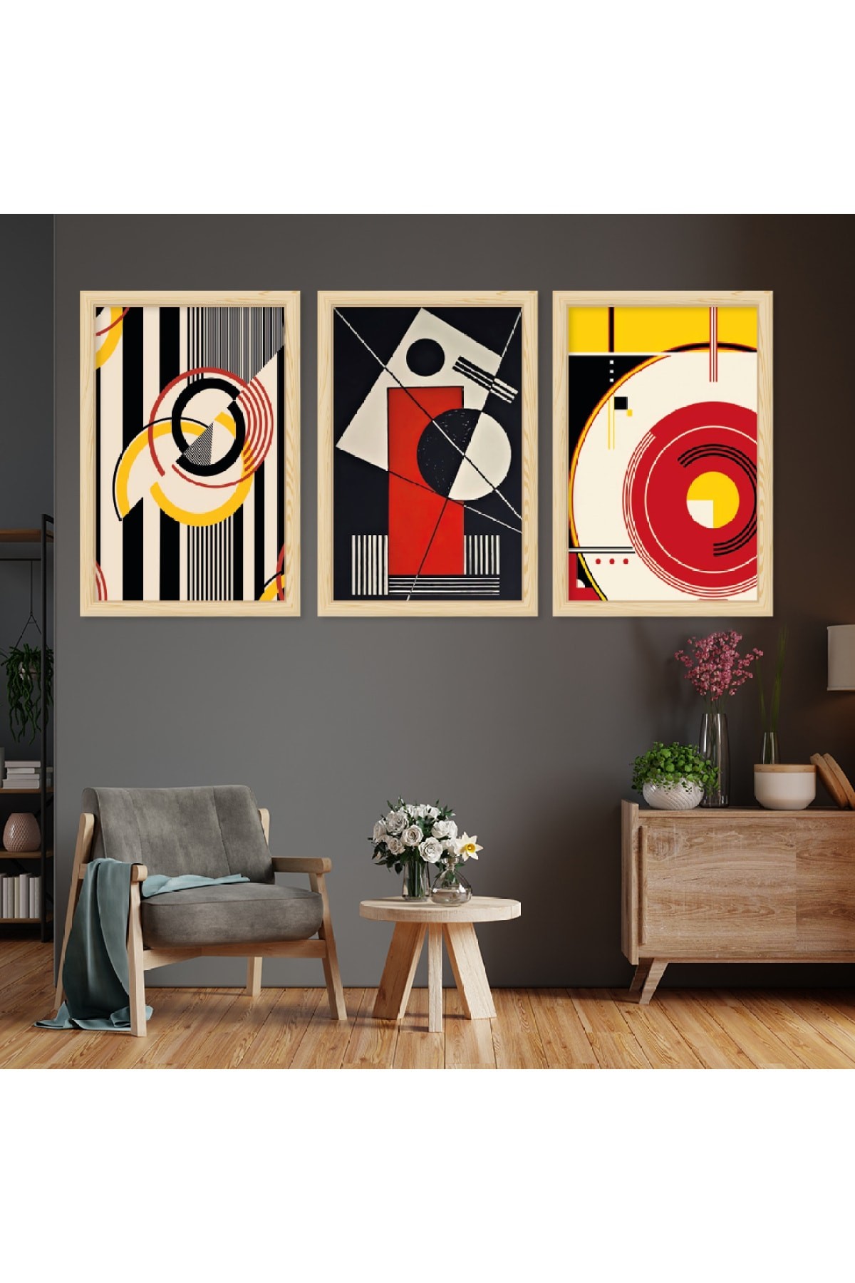 Renkli Ahşap Çerçeveli Yüksek Kaliteli UV Baskı Modern Tablo