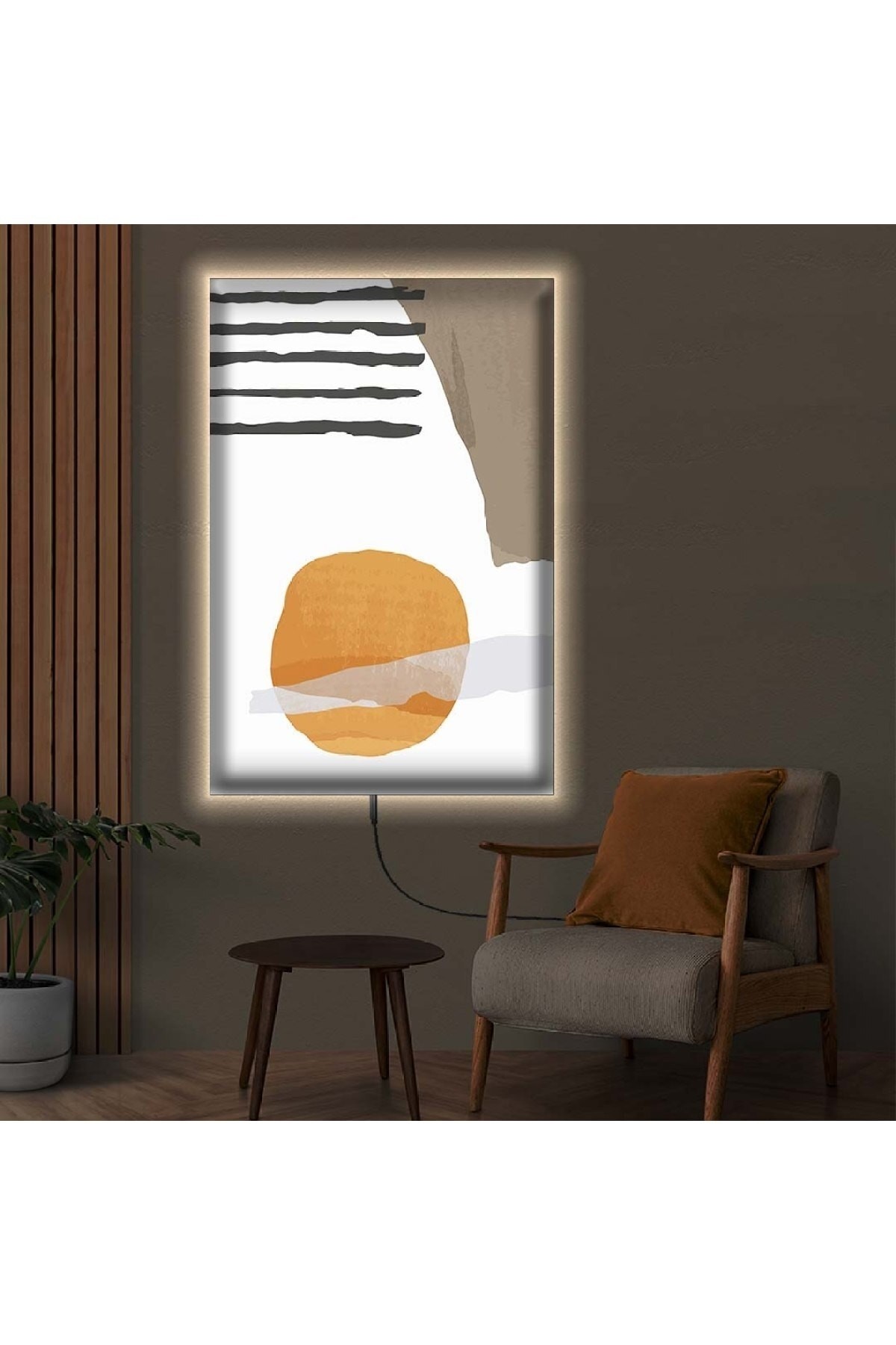 Oturma Odası Tablosu Ledli Modern Çizim Dijital Baskı Dayanıklı Kanvas Tablo 90X60Cm