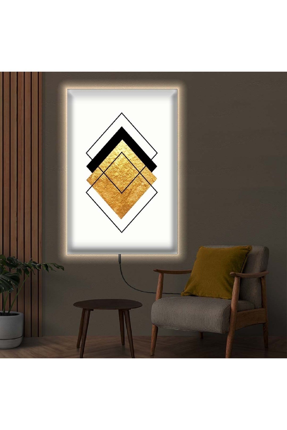 Tasarım Ofis Tablosu Ledli Modern Çizim Ahşap Şase Dijital Baskı Kanvas Tablo 50X70Cm