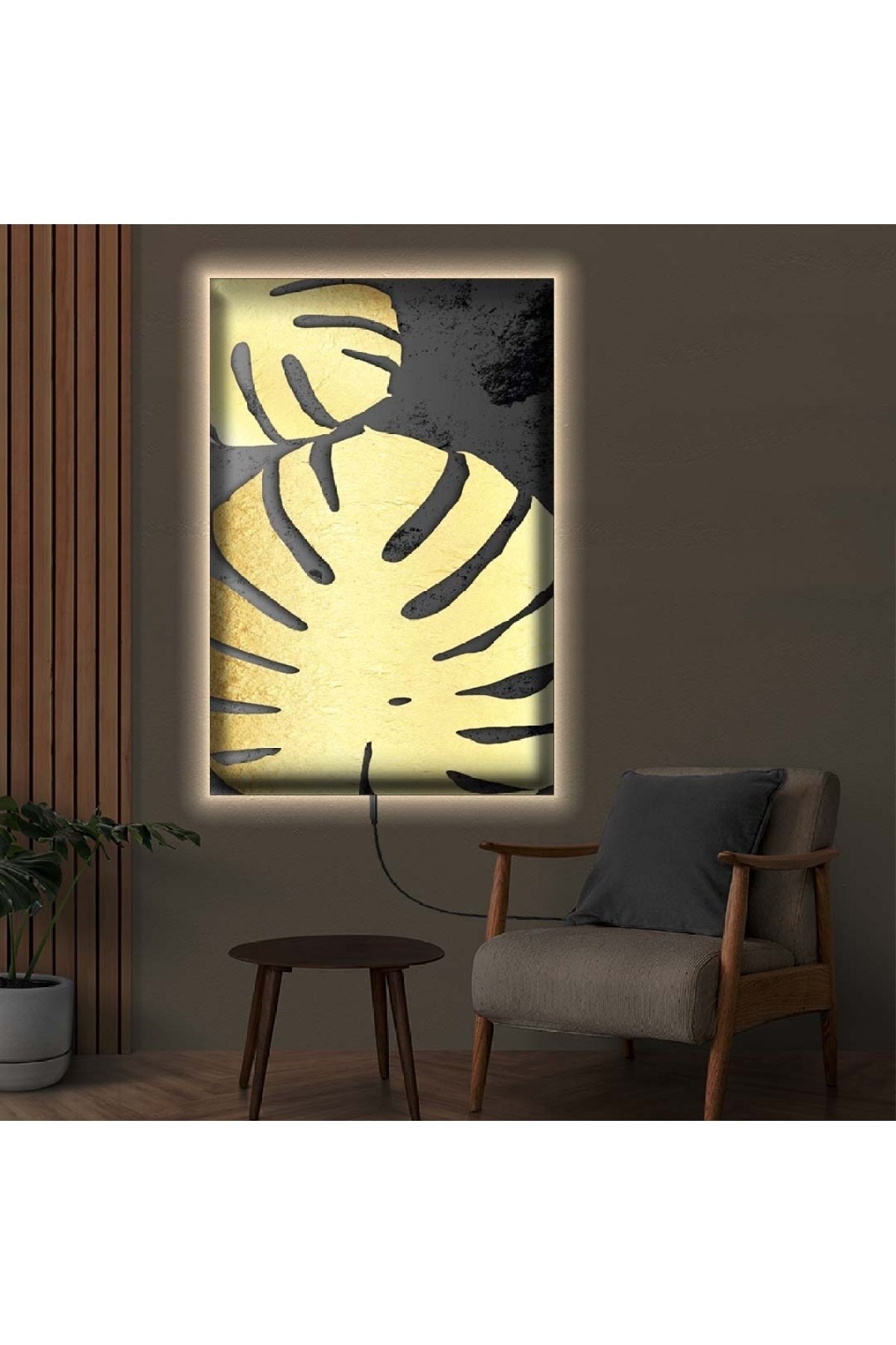 Renkli Modern Ledli Modern Çizim Ahşap Şase Dijital Baskı Kanvas Tablo 70X100Cm