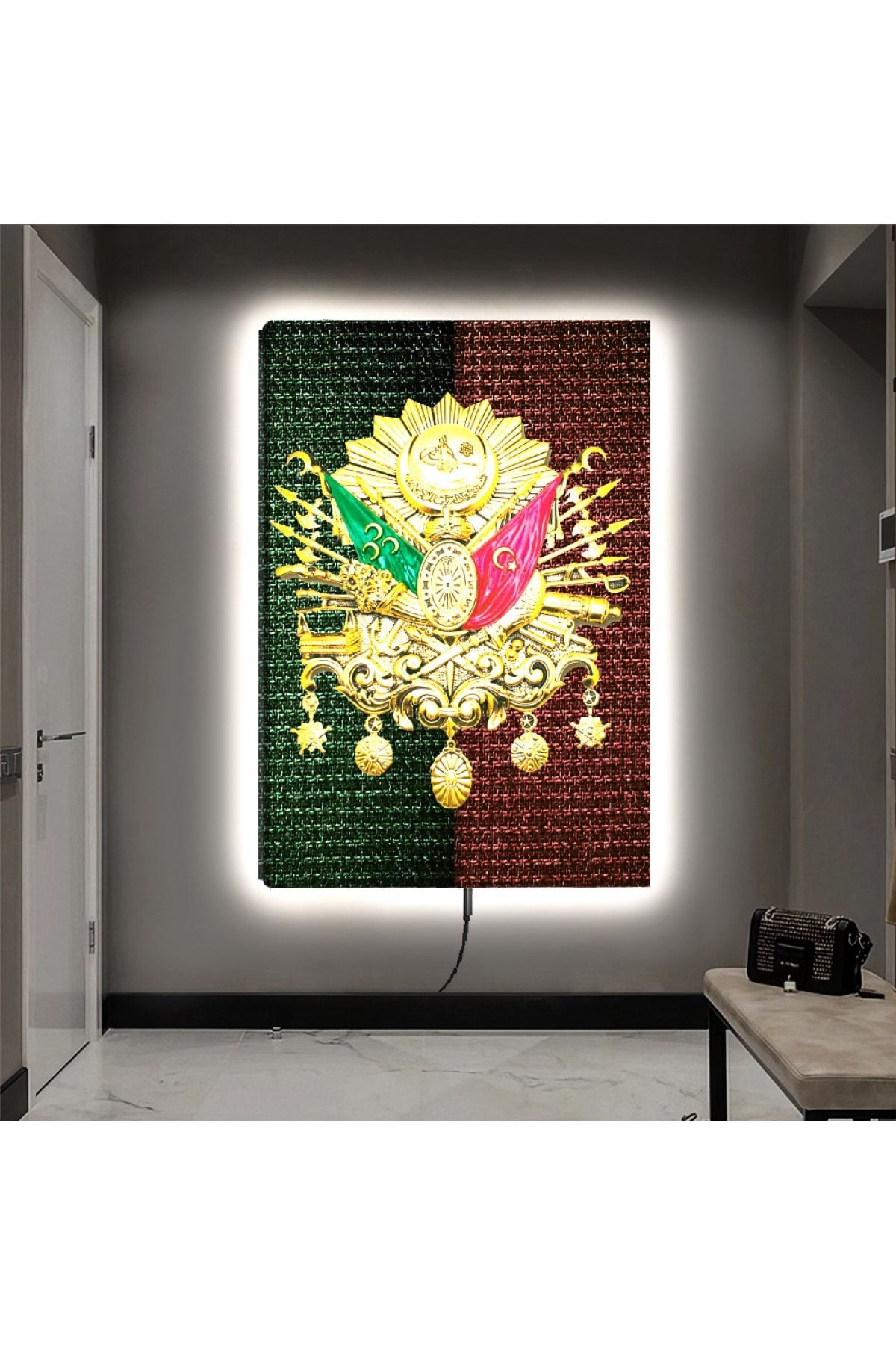 Ledli 90x60 Osmnlı Tuğrası Kanvas Tablo