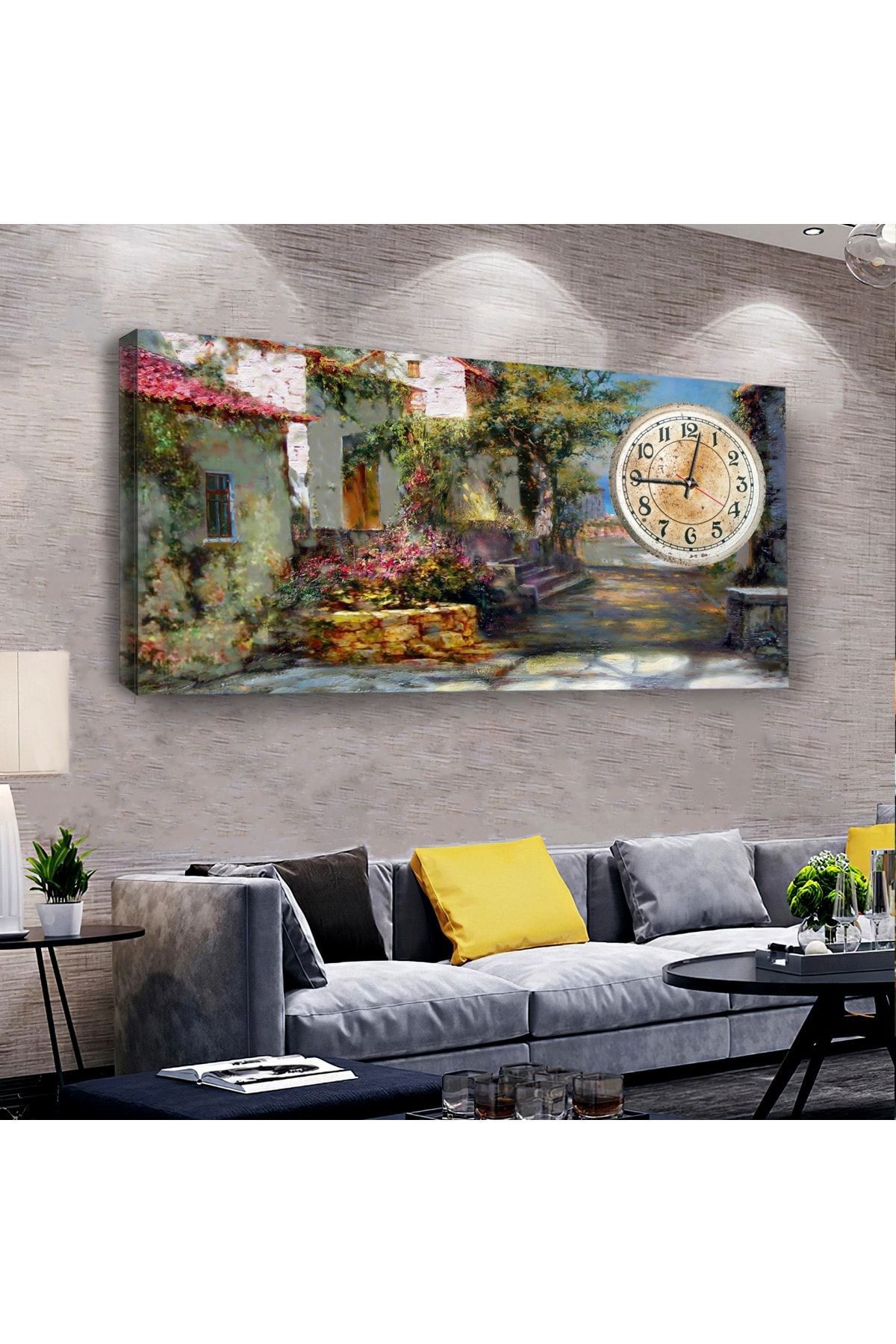 Sokak 120 X 60 Saatli Kanvas Tablo