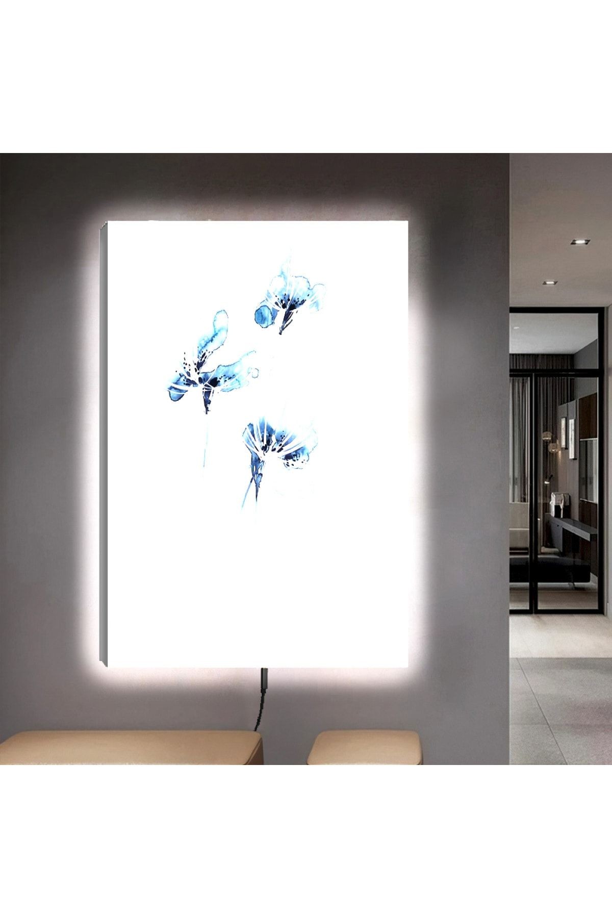 Ledli 90x60 Mavi Modern Kanvas Tablo
