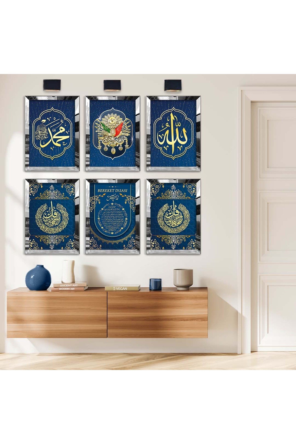 6'Lı Pleksi Kenar Bereket Duası Dini Model Solmaz MDF Tablo Seti