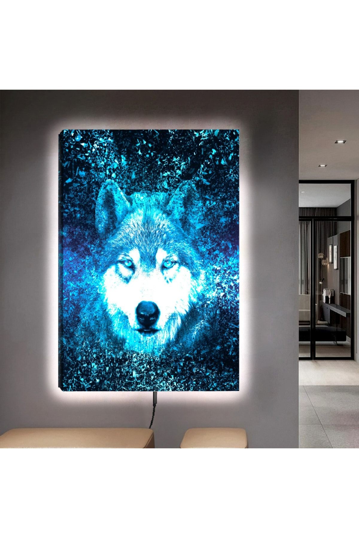 Ledli 90x60 Bozkurt Kanvas Tablo