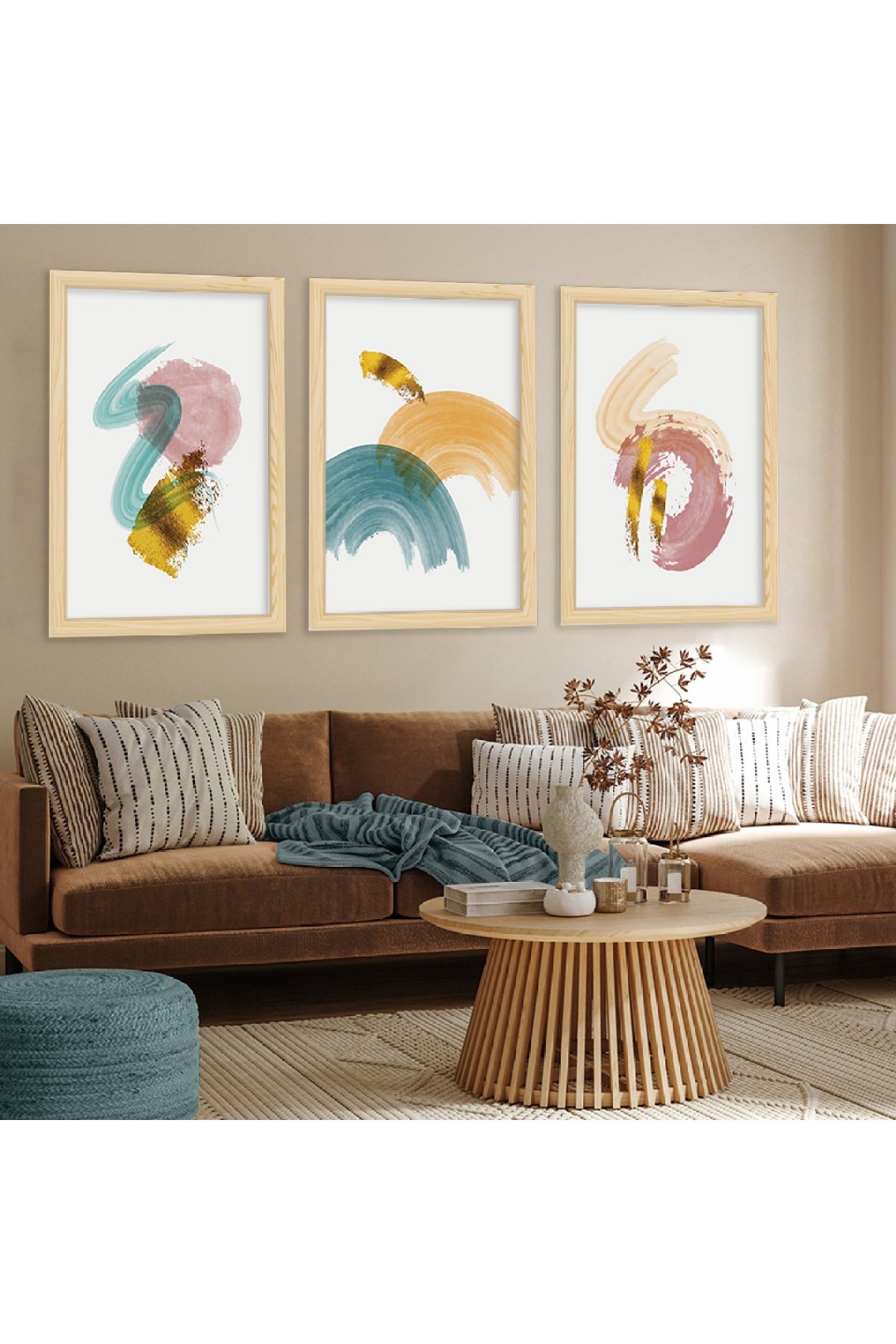 Özel Tasarım Sanat Tablosu Ahşap Çerçeveli Kolaj Çizim Modern Tablo