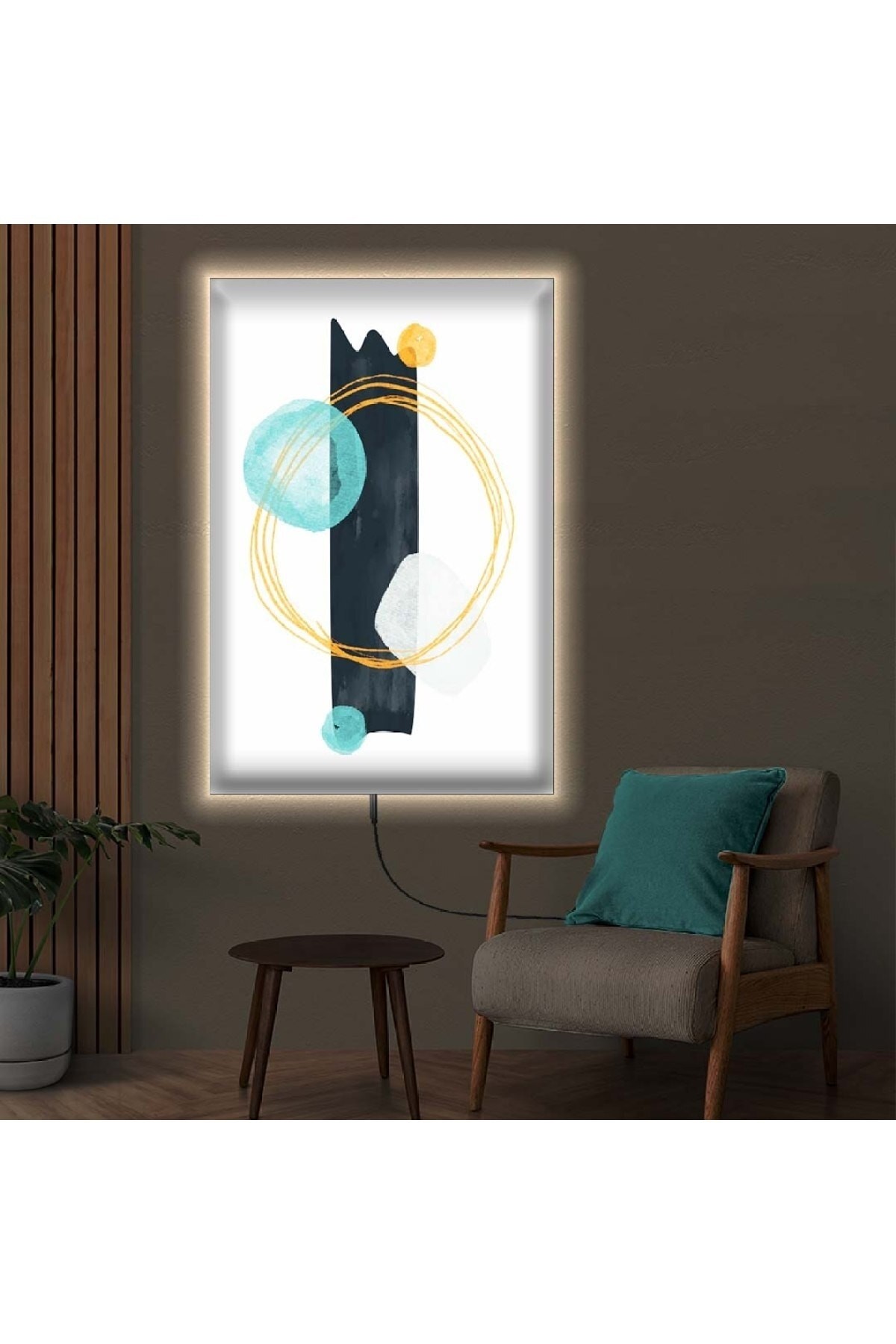 Ofis Tablosu Ledli Modern Çizim Ahşap Şase Dijital Baskı Kanvas Tablo 70X100Cm