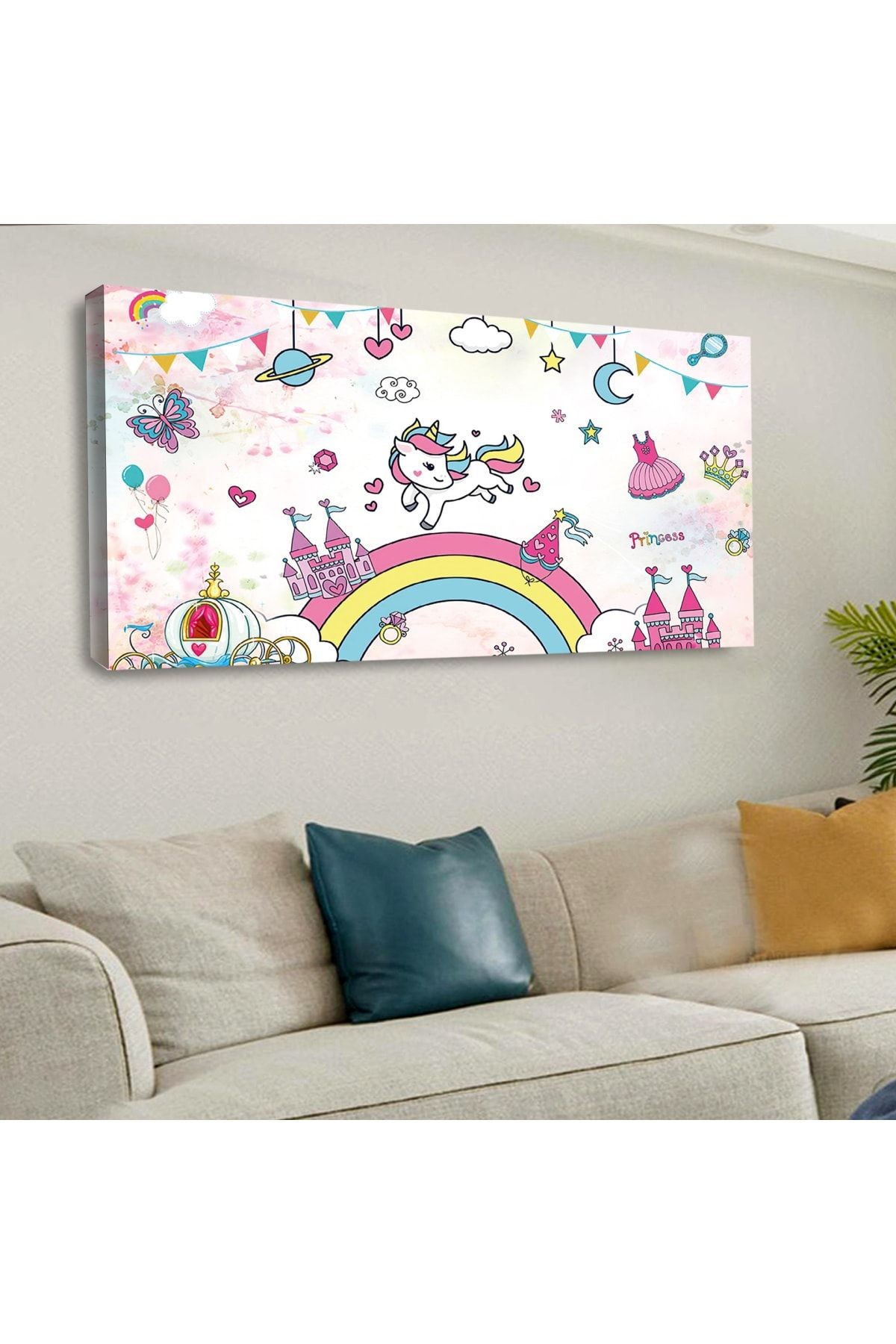 120 X 60 Cm Kanvas Renkli Çocuk Odası Tablosu