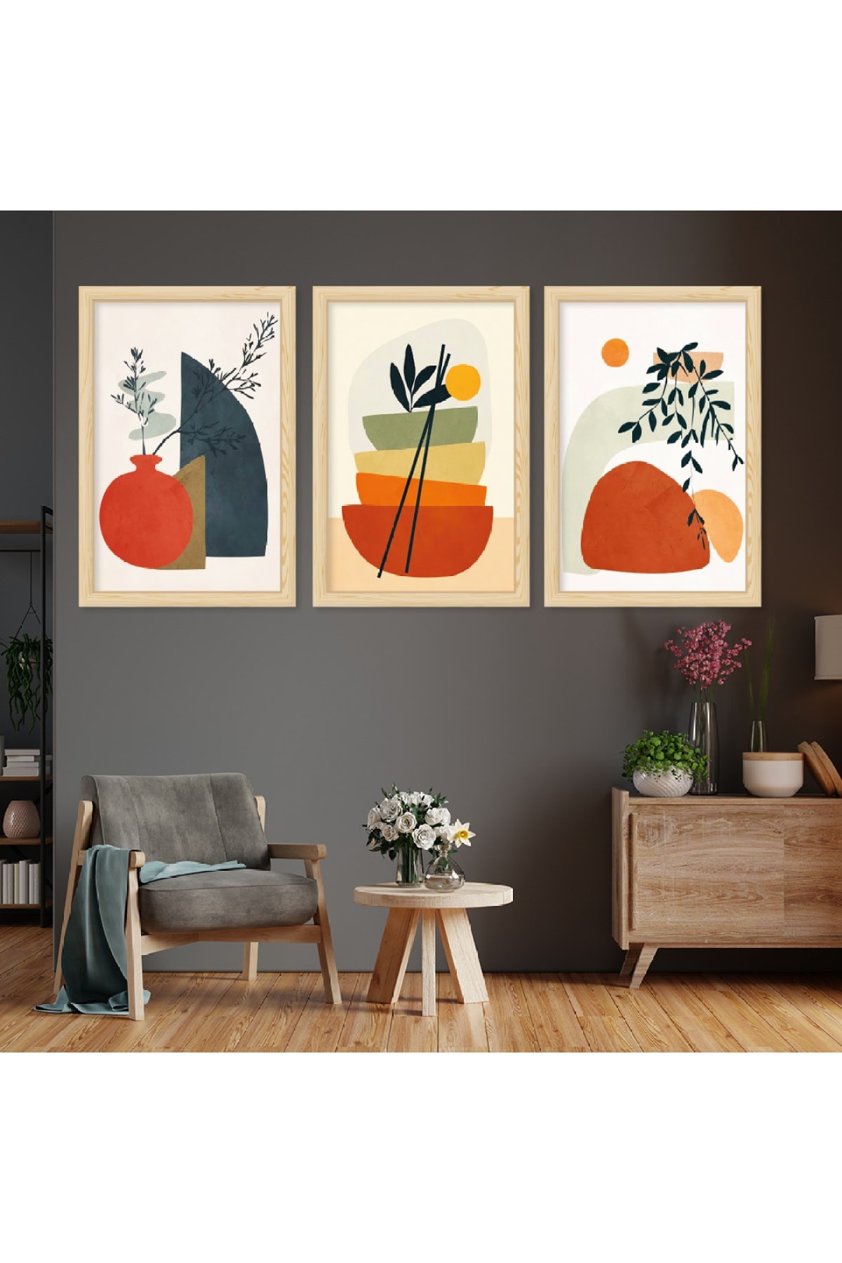 Ahşap Çerçeveli Yüksek Kaliteli UV Baskı Renkli Modern Tablo