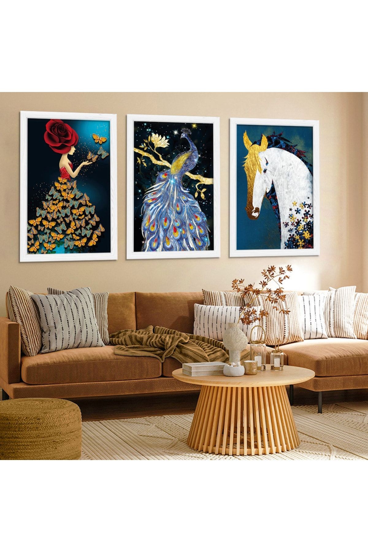 Beyaz Ahşap Çerçeveli Modern Tablo