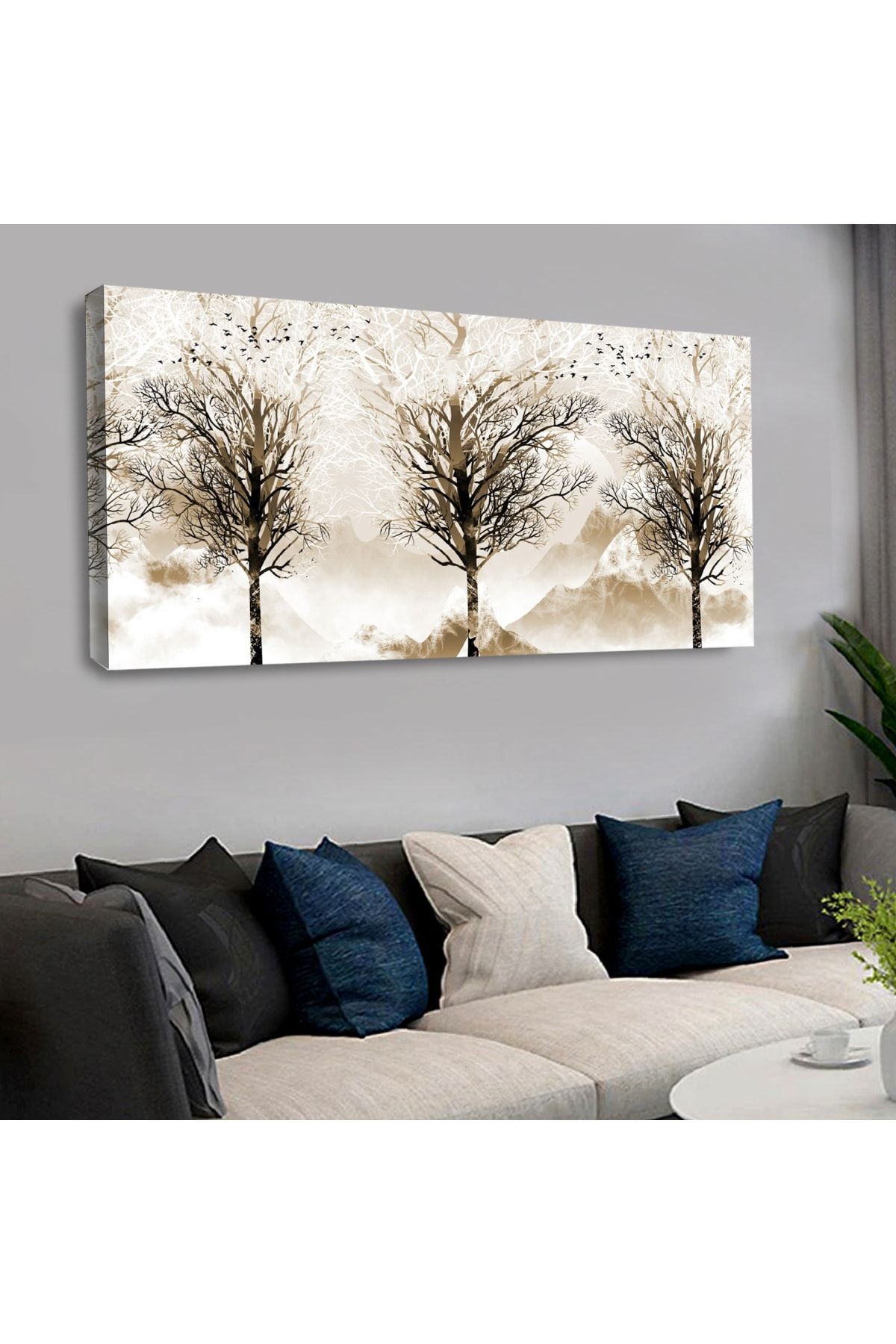 120 X 60 Cm Kanvas Kasvetli Orman Tablo