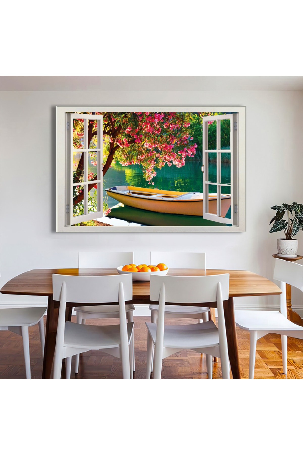 Göl Manzara Ahşap Şase Dijital Baskı Kanvas Tablo 120X80Cm