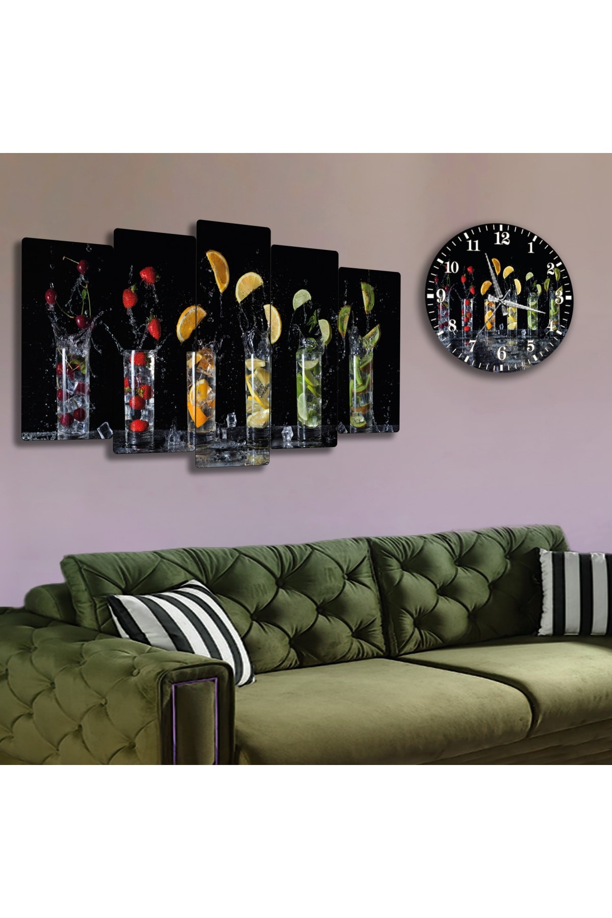 Salon Tablosu Mojito Solmaz MDF Tablo Ve Saat Kombin