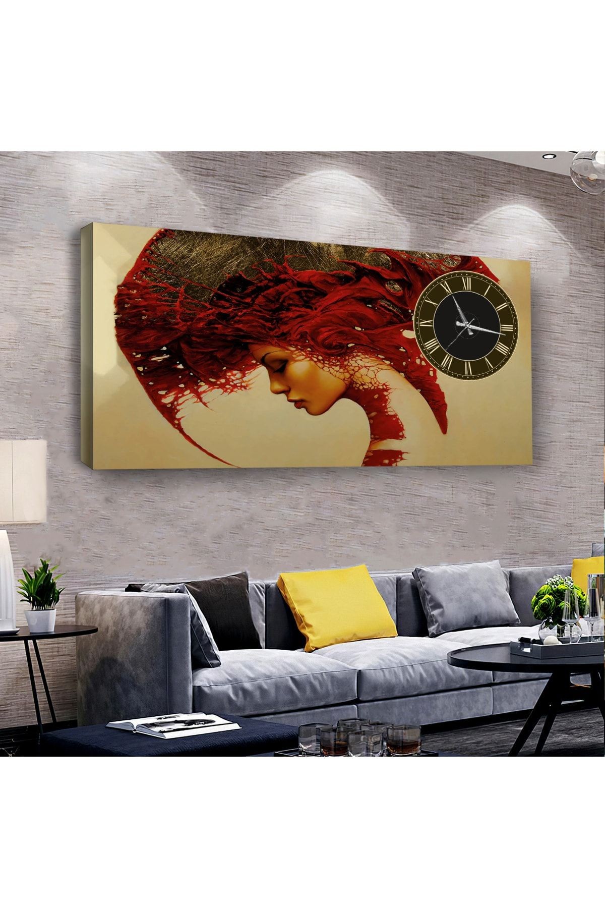 Kız 120 X 60 Saatli Kanvas Tablo