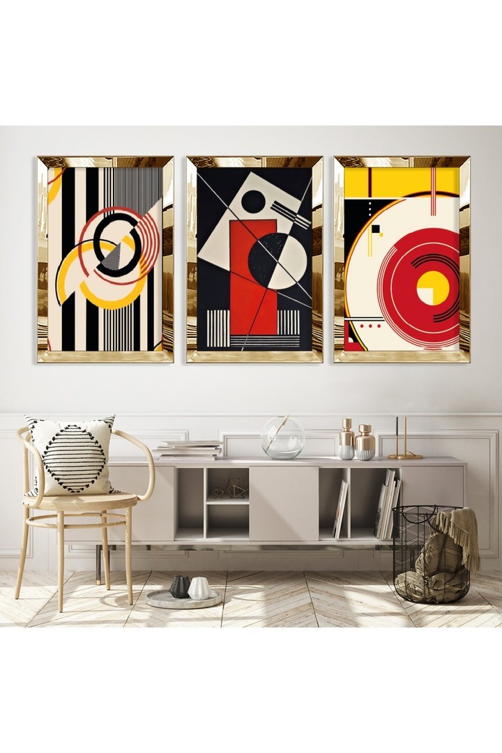 Huzur Renkli Gold Pleksili Saat Ve Solmaz MDF Tablo