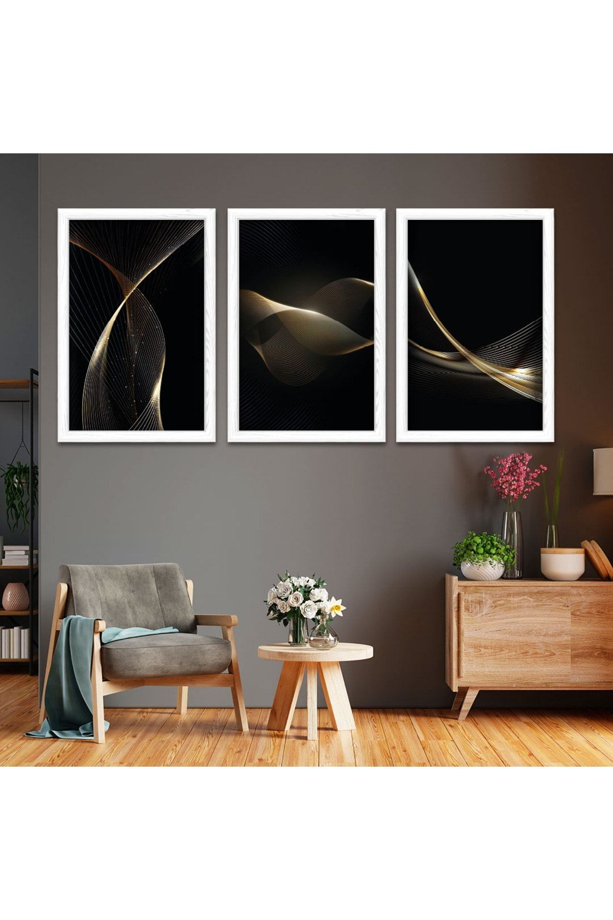 Beyaz Ahşap Çerçeveli Modern Çizim Tablo