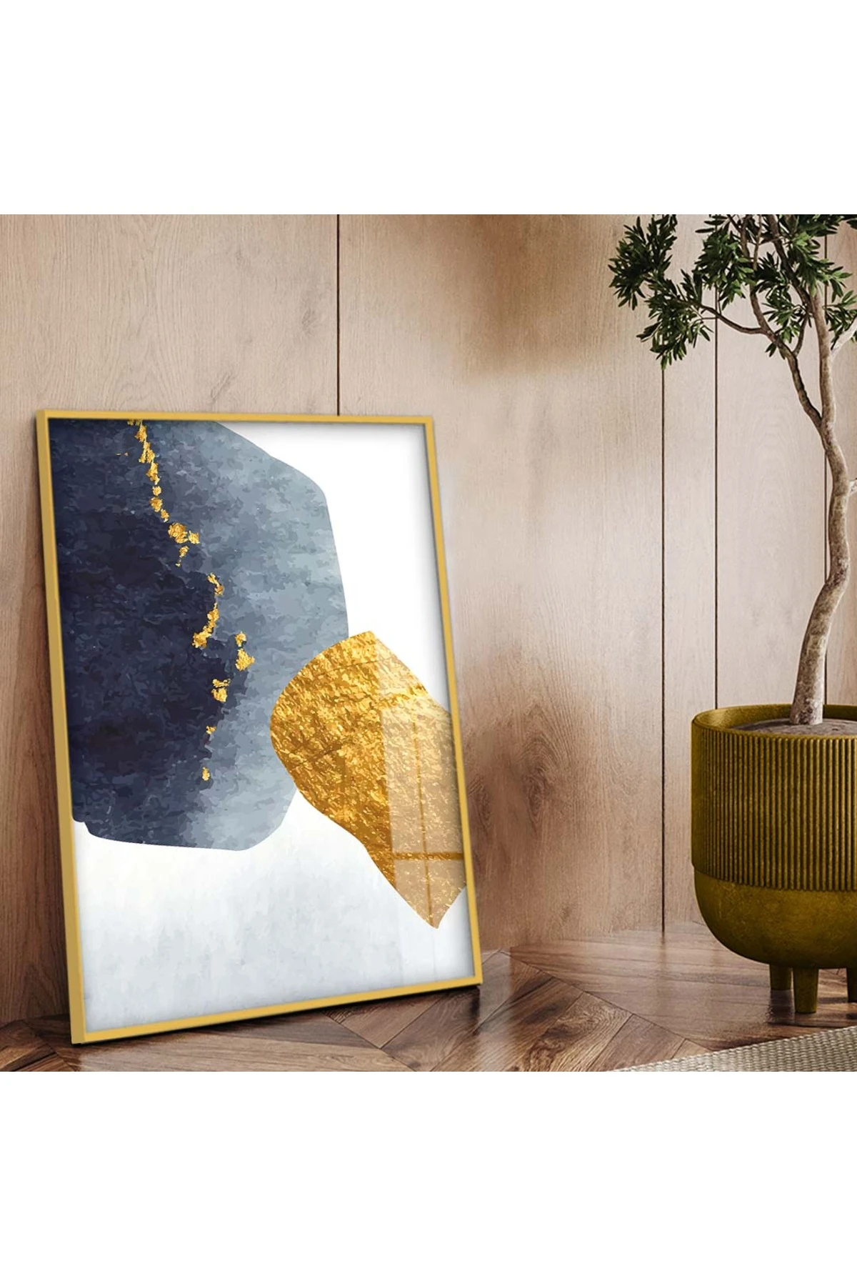 Oturma Odası Tablosu Tasarım Soyut Tema Modern Çizim Metal Çerçeveli UV Baskı Kırılmaz Cam Tablo