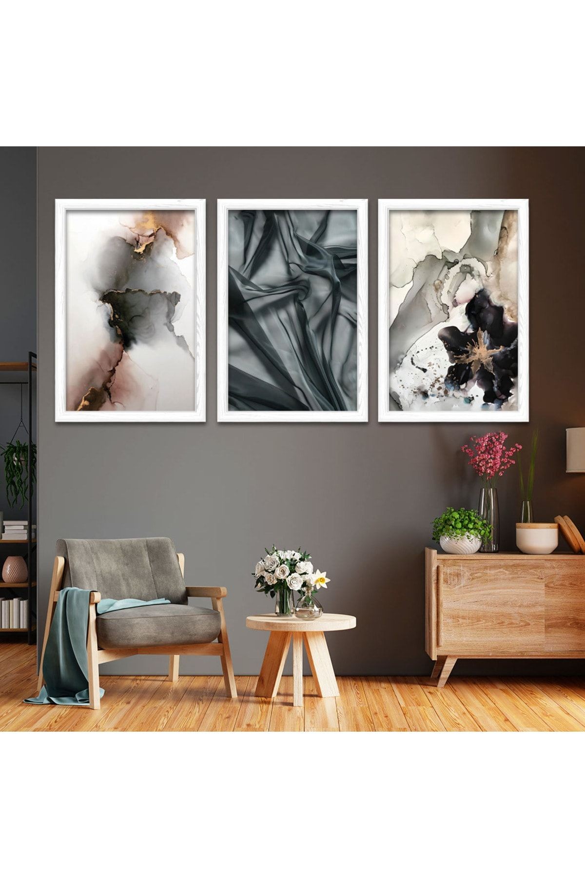 Beyaz Ahşap Çerçeveli Modern Çizim Tablo