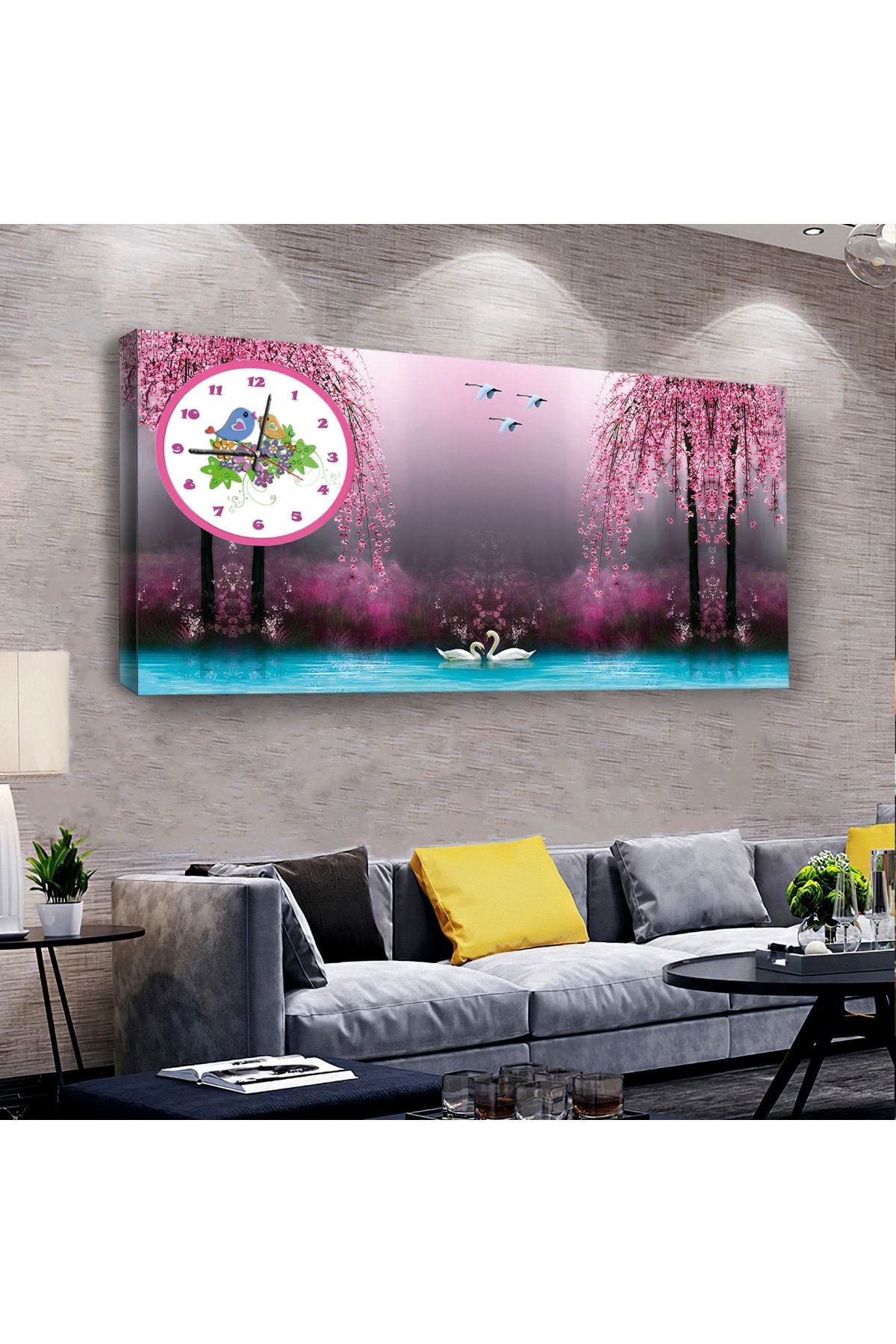 Manzara 120 X 60 Saatli Kanvas Tablo