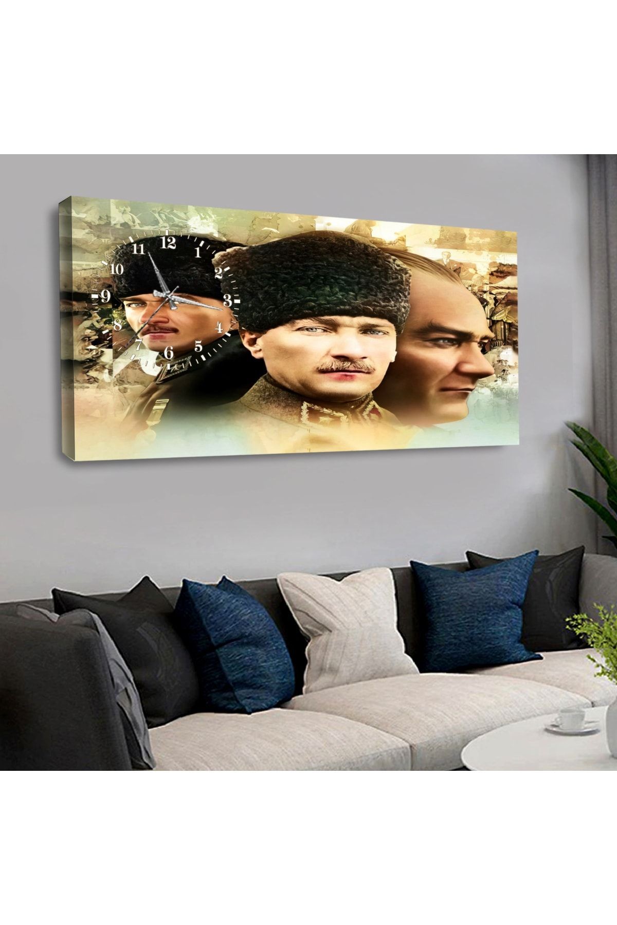 Kanvas Mustafa Kemal Atatürk Saatli Tablo