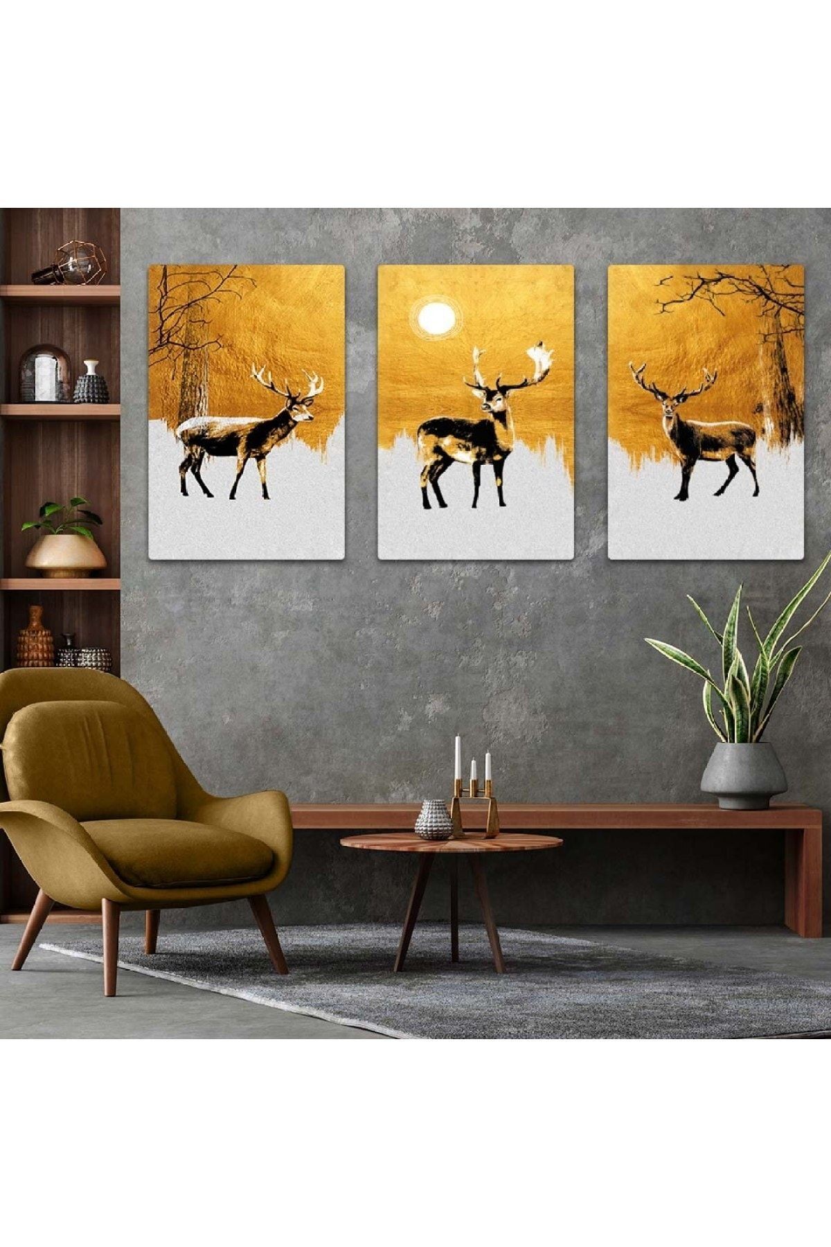 Geyik 3'lü Mdf Tablo Set