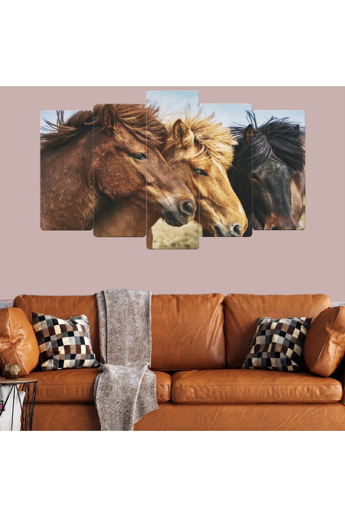 5 Parça Atlar Ekstra Dayanıklı Solmaz MDF Tablo