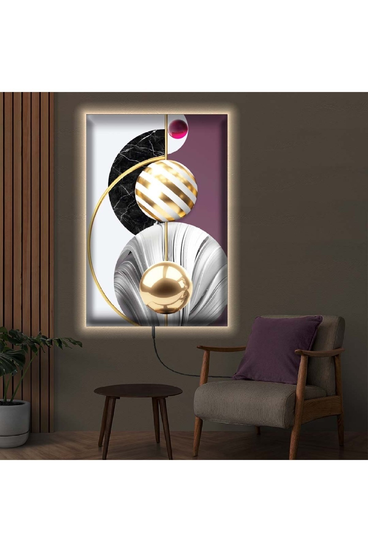 Sanatsal Ledli Modern Çizim Dijital Baskı Kanvas Tablo 50X70Cm