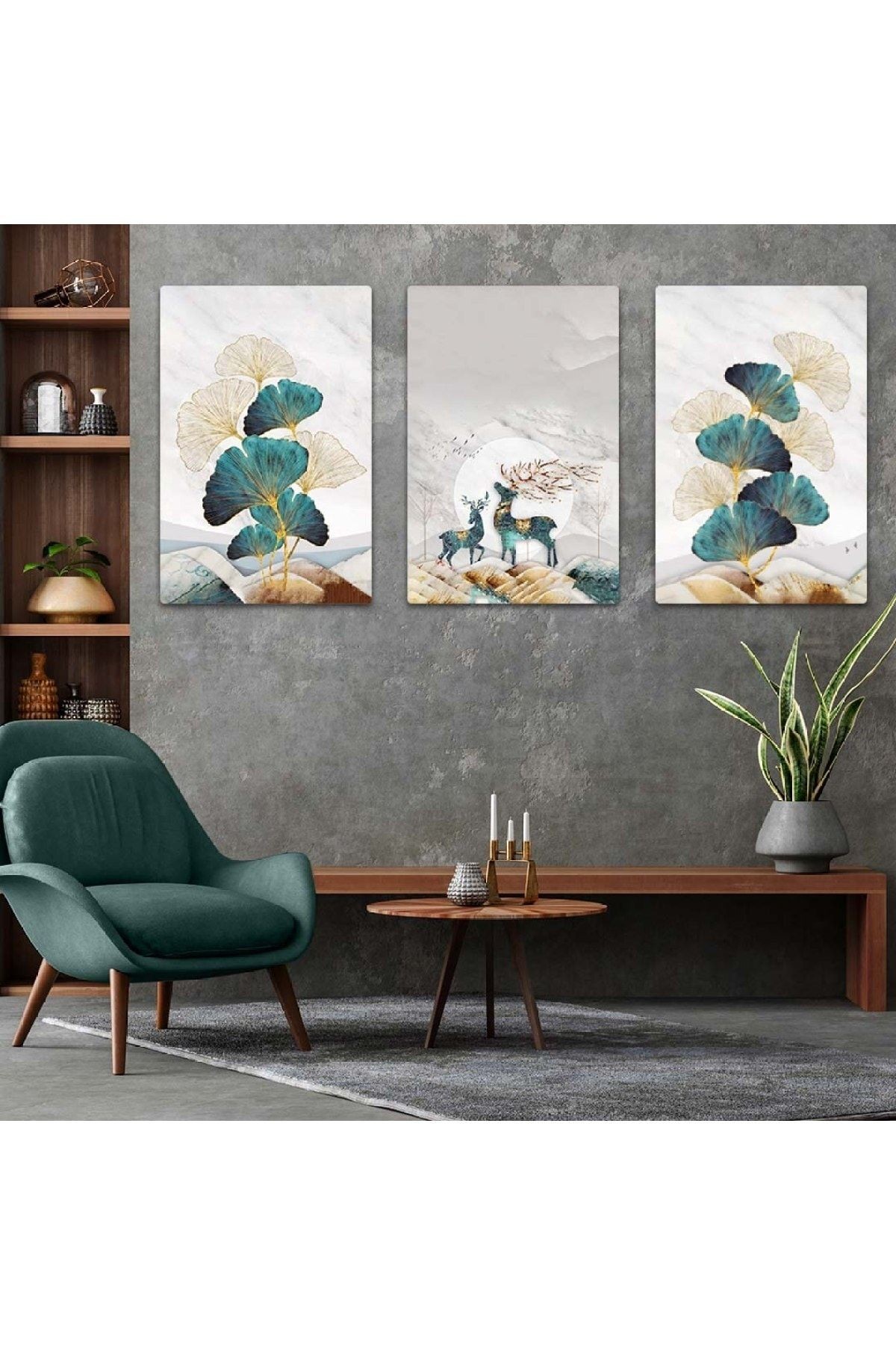 Minimalist Soyut Desen 3'lü Mdf Tablo Set