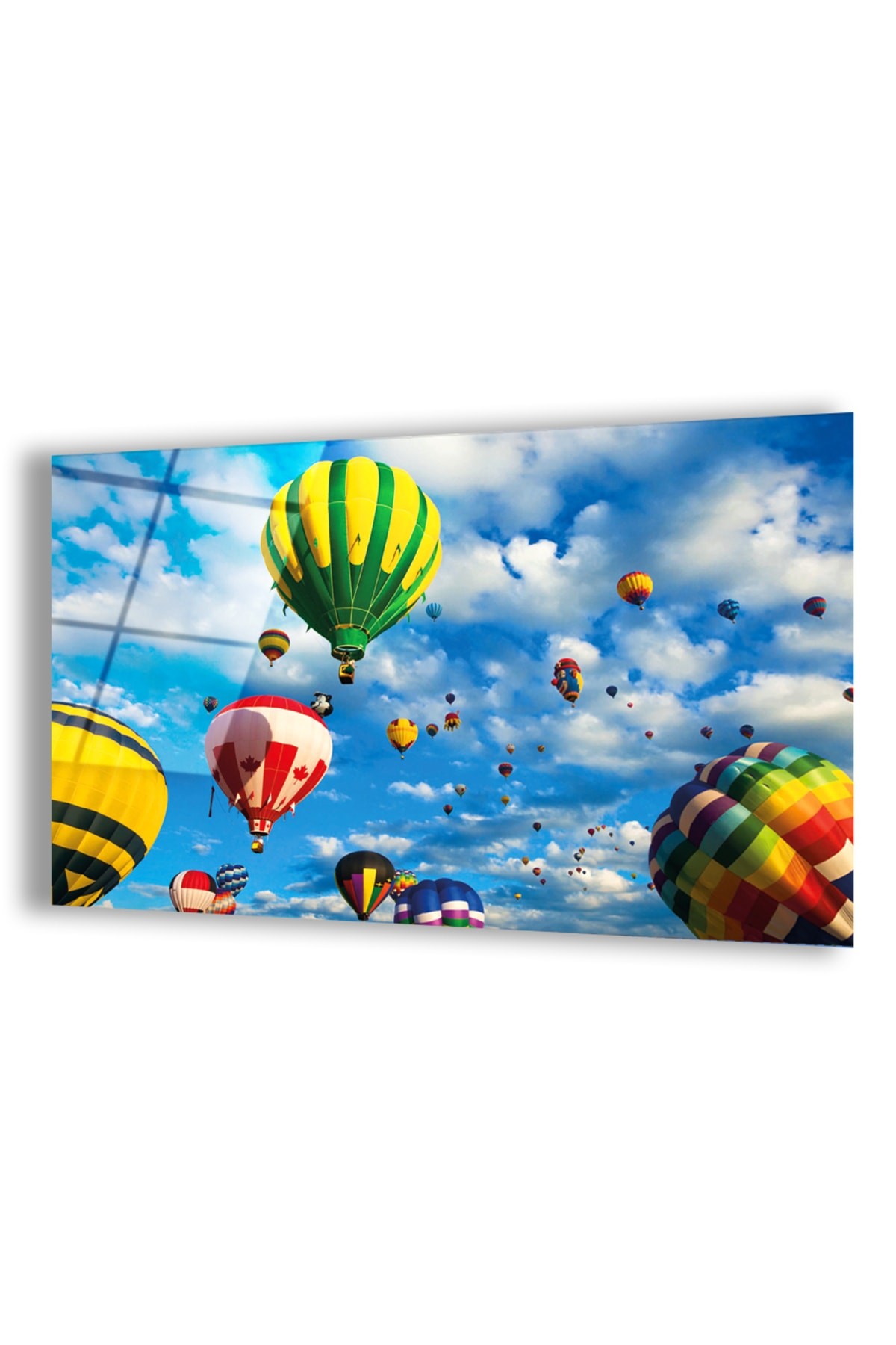 Balon UV Baskı Yatay Çerçevesiz Kırılmaz Cam Tablo