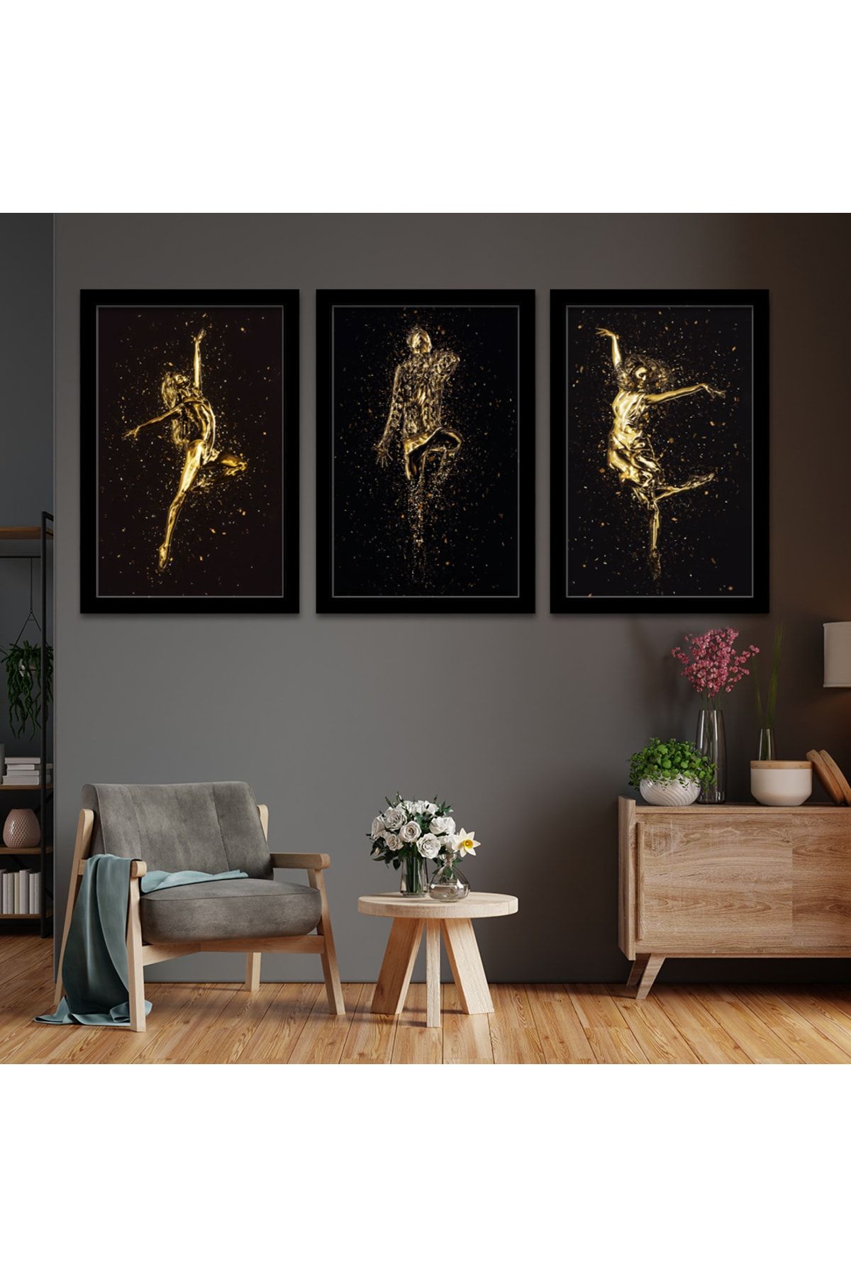 Siyah Ahşap Çerçeveli Dans Figür Tablo