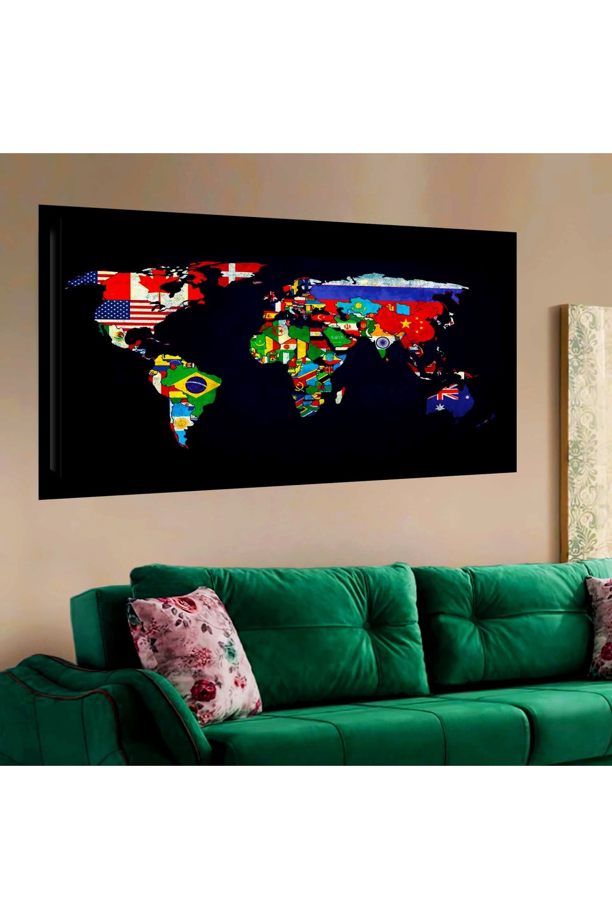 Renkli Duvar Tablo Ahşap Şase Dijital Baskı Kanvas Solmaz Tablo 120X60Cm