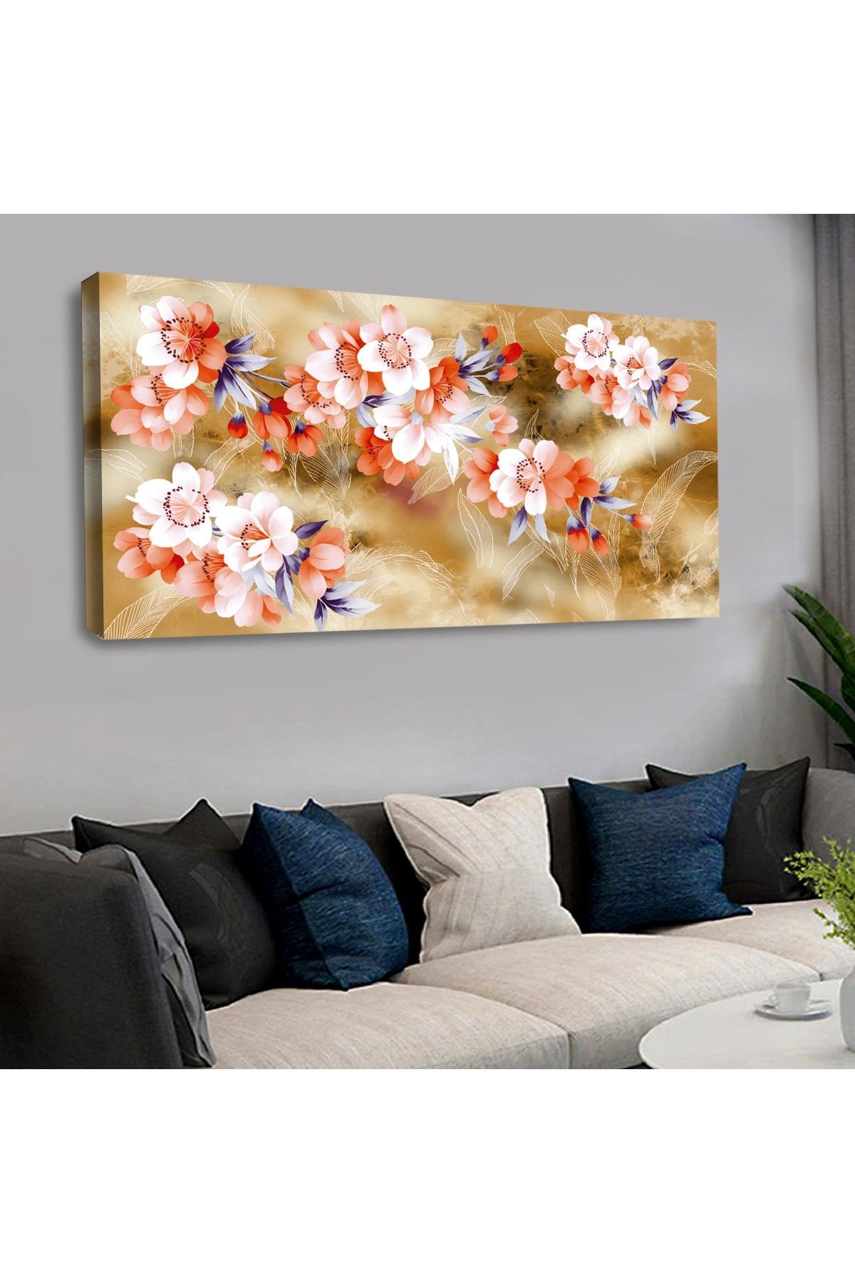 120 X 60 Cm Kanvas Renkli Çiçekler Tablo