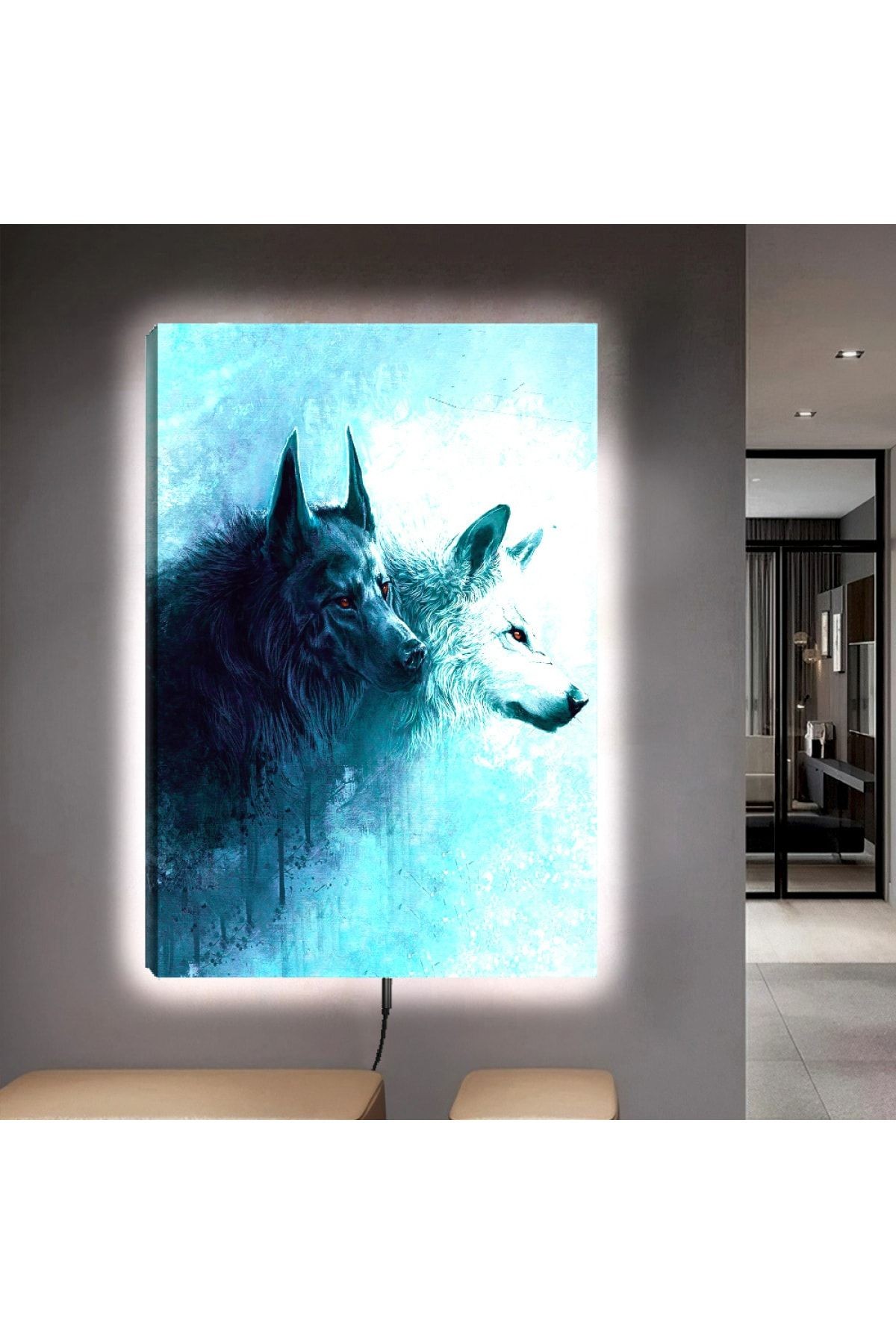 Ledli 90x60 Bozkurt Kanvas Tablo