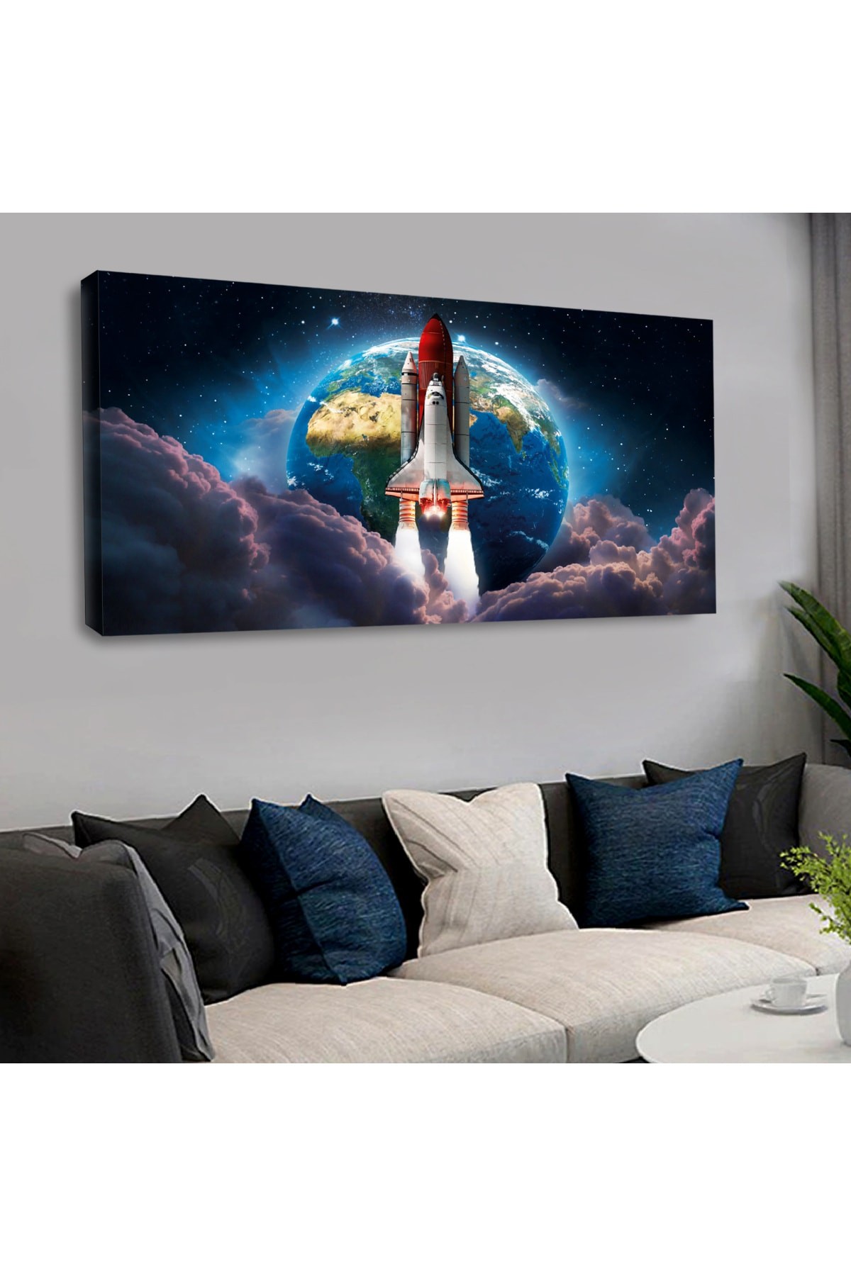 Ahşap Şase Dijital Baskı Kanvas Space Tablo 120X60Cm