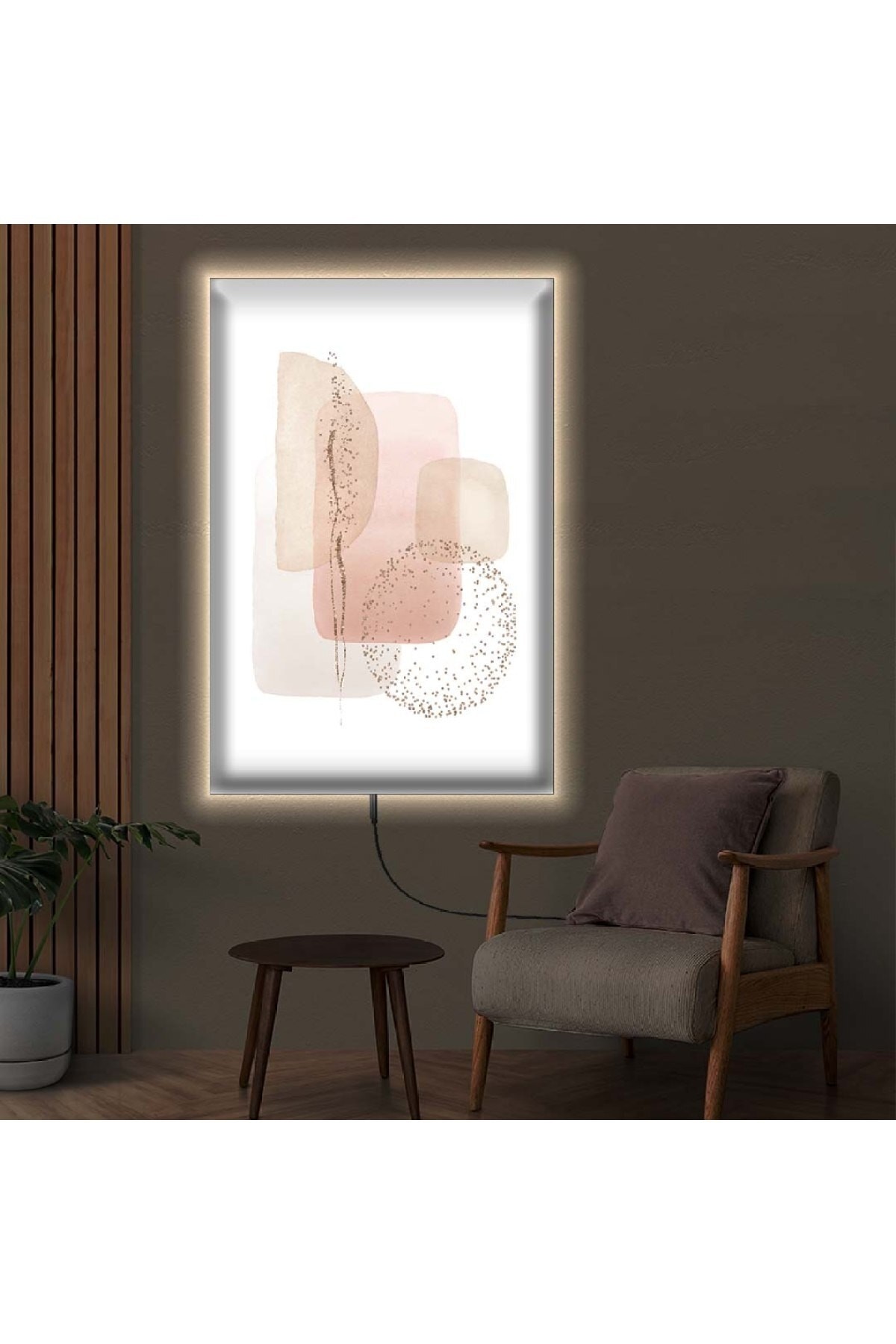 Özel Tasarım Modern Tablo Işıklı Ledli Soyut Desen Dijital Baskı Kanvas Tablo 90X60Cm