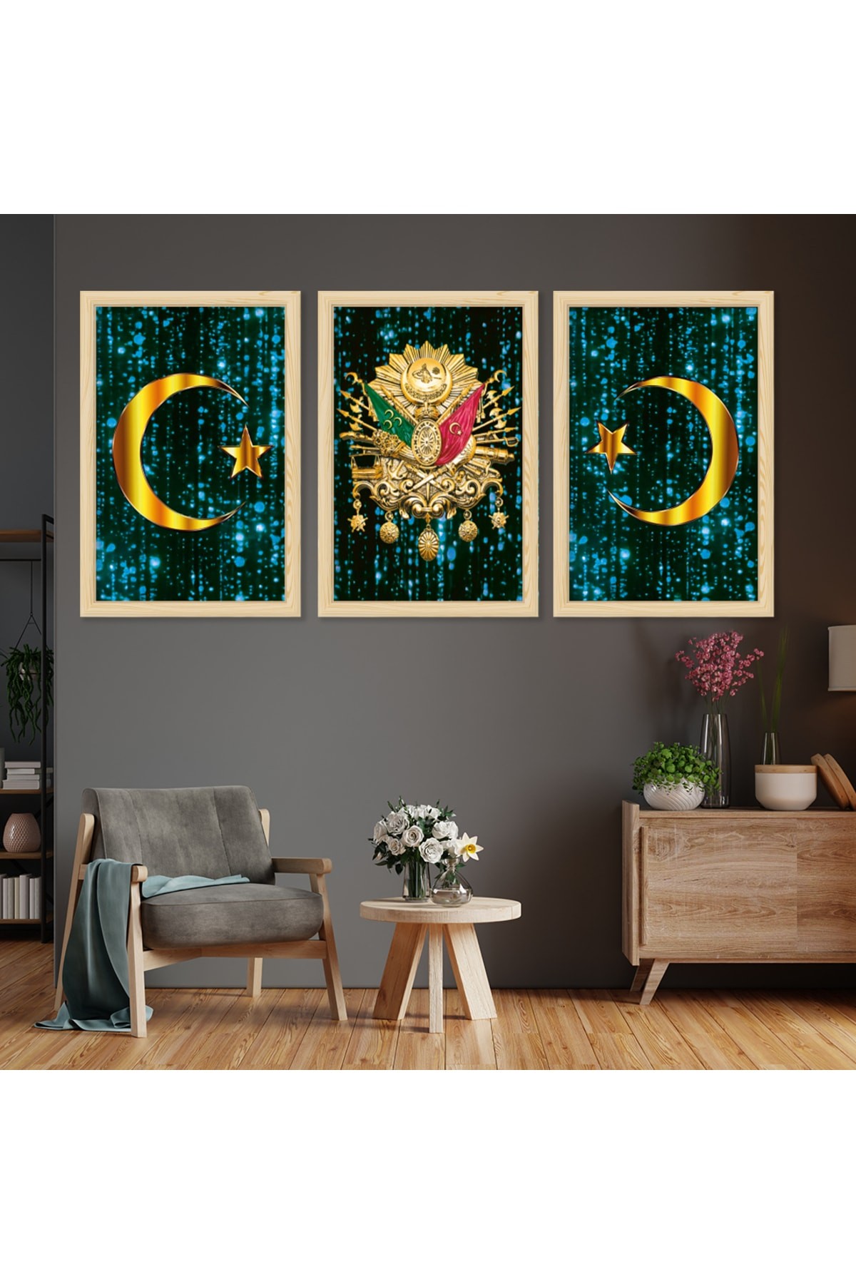 Modern Ahşap Çerçeveli Osmanlı Tuğrası Tablo