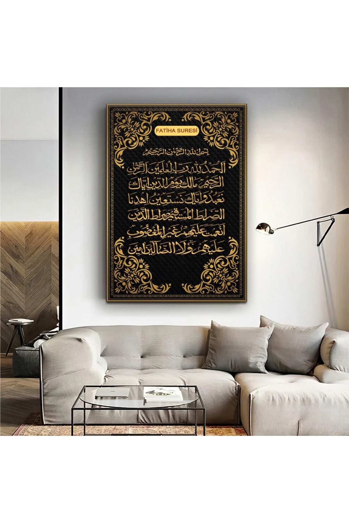 İlahi Aşk Fatiha Süresi Dini Ahşap Şase Dijital Baskı Kanvas Tablo