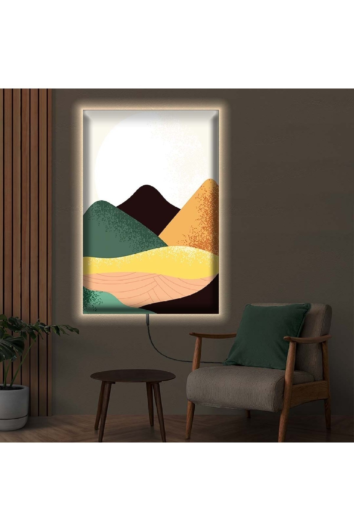 Ledli Kolaj Çizim Mısır Medeniyeti Ahşap Şase Dijital Baskı Kanvas Tablo 90X60Cm