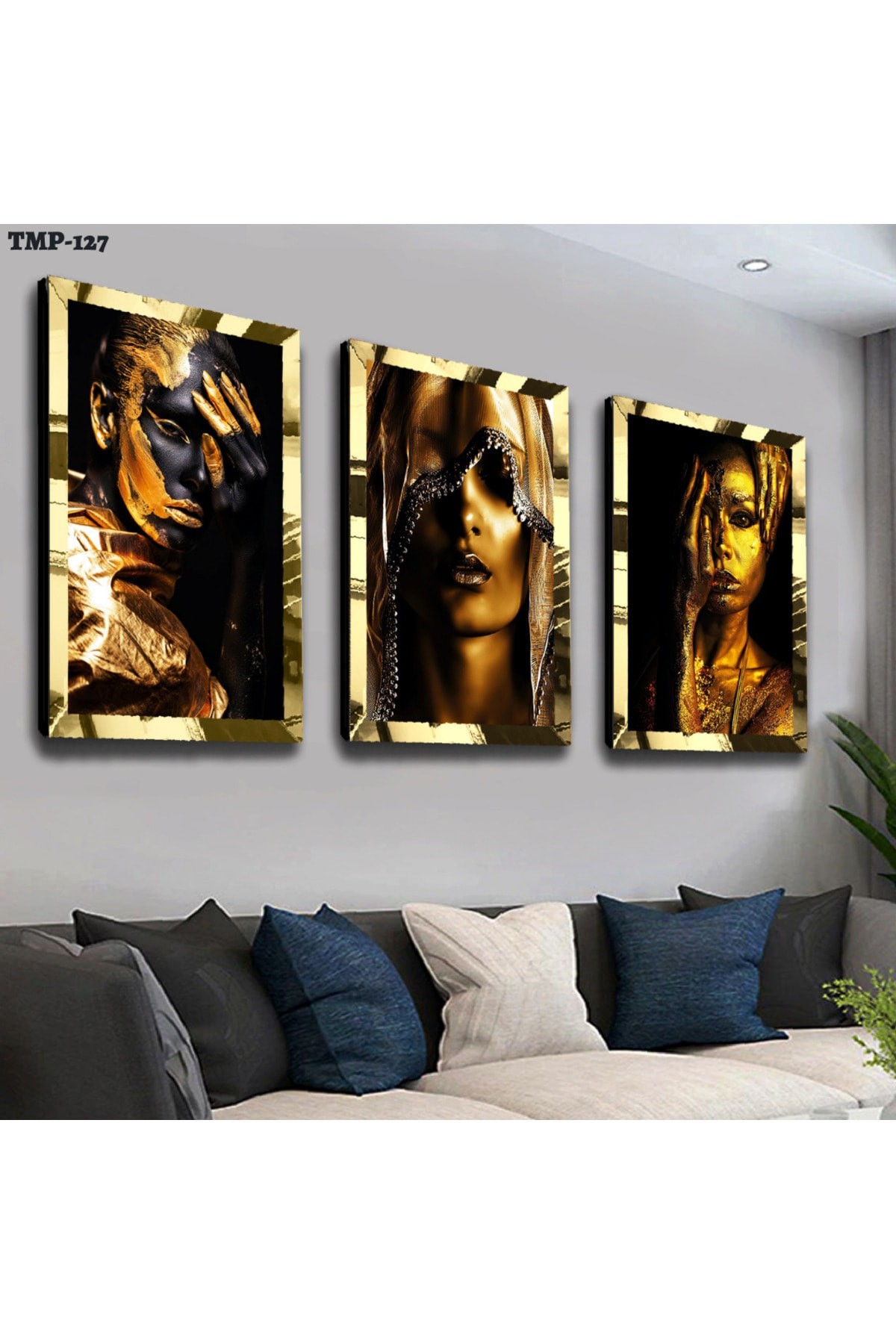 Altın Kız Gold Pleksili Saat Ve Solmaz MDF Tablo