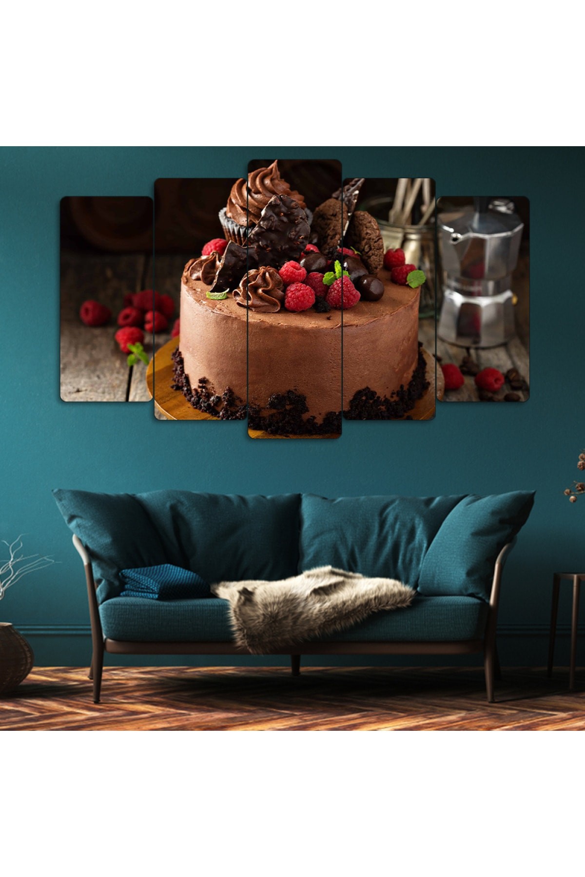 5 Parça Çikolatalı Pasta Ekstra Dayanıklı Solmaz MDF Tablo