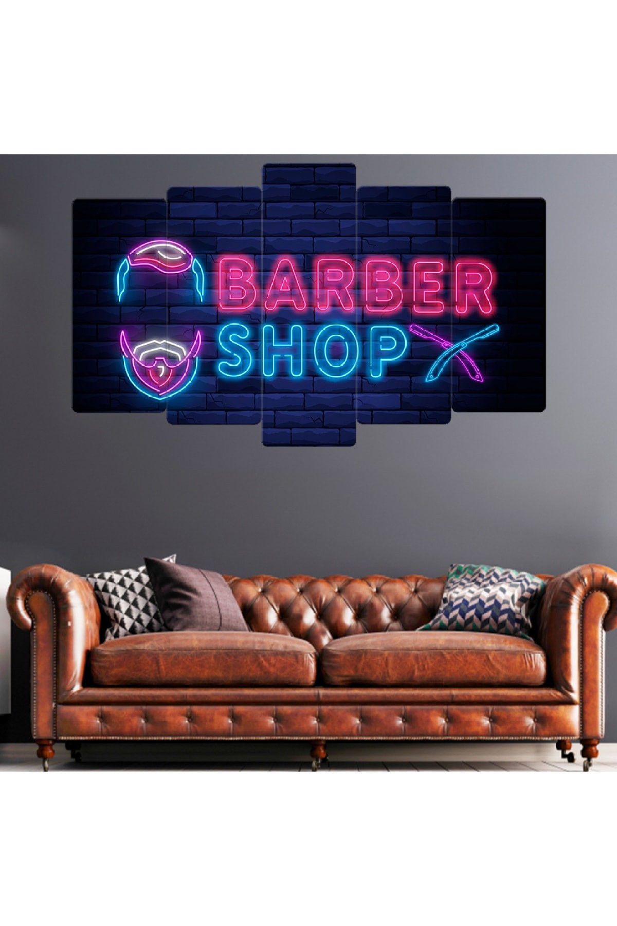 Sanatsal Barber Shop Ekstra Dayanıklı Solmaz MDF Tablo