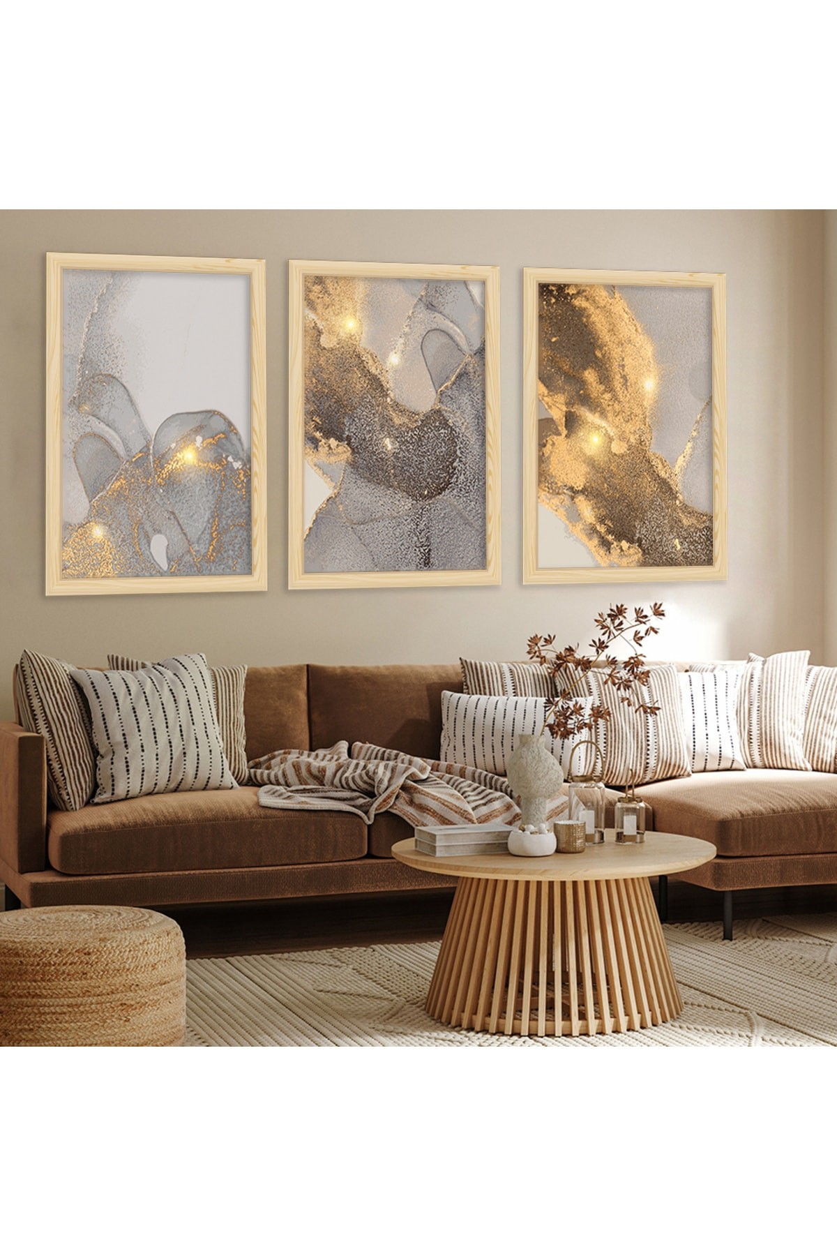 Sanat Tablosu Ahşap Çerçeveli Kolaj Çizim Tablo