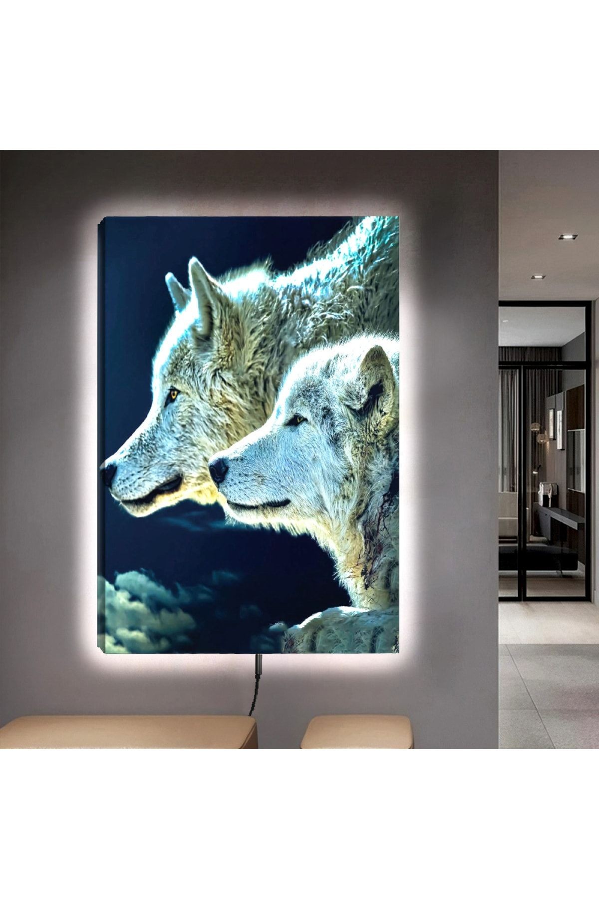 Ledli 90x60 Bozkurt Kanvas Tablo