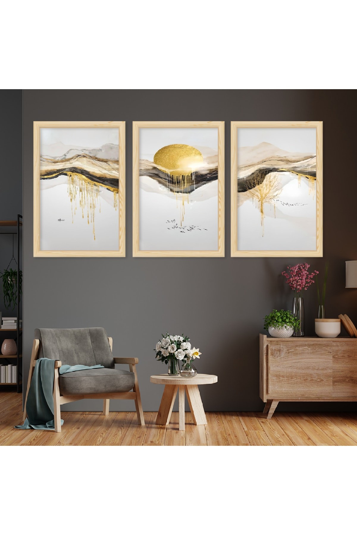 Minimalist Ahşap Çerçeveli Yüksek Kaliteli UV Baskı Modern Tablo