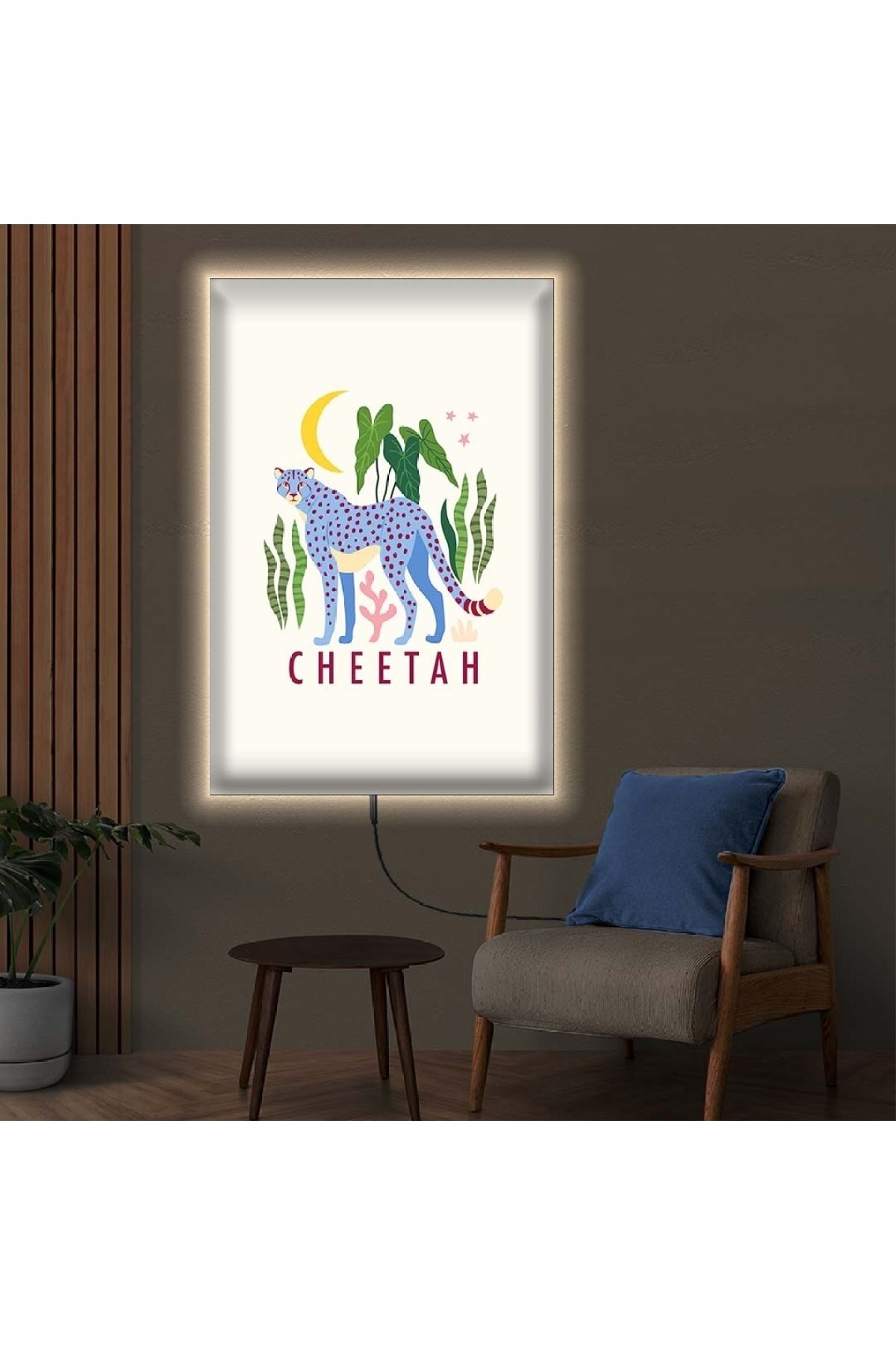 Ledli Çita Ahşap Şase Dijital Baskı Kanvas Tablo 70X100Cm