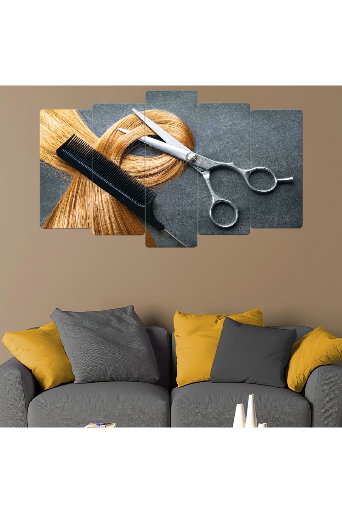 5 Parça Kadın Kuaförü Ekstra Dayanıklı Solmaz MDF Tablo