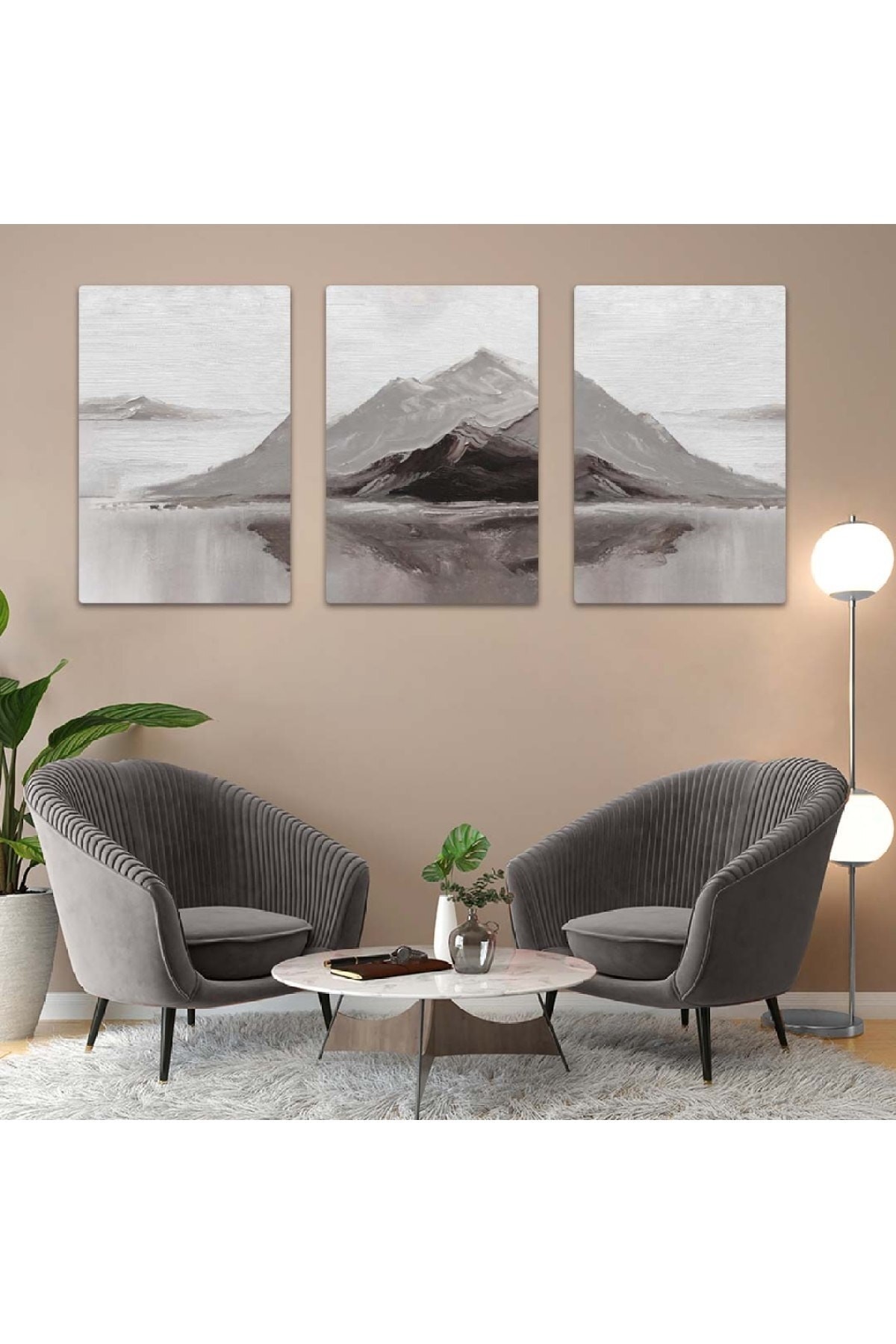 Kolaj Çizim Dağ 3'Lü Ekstra Dayanıklı Solmaz MDF Tablo Set