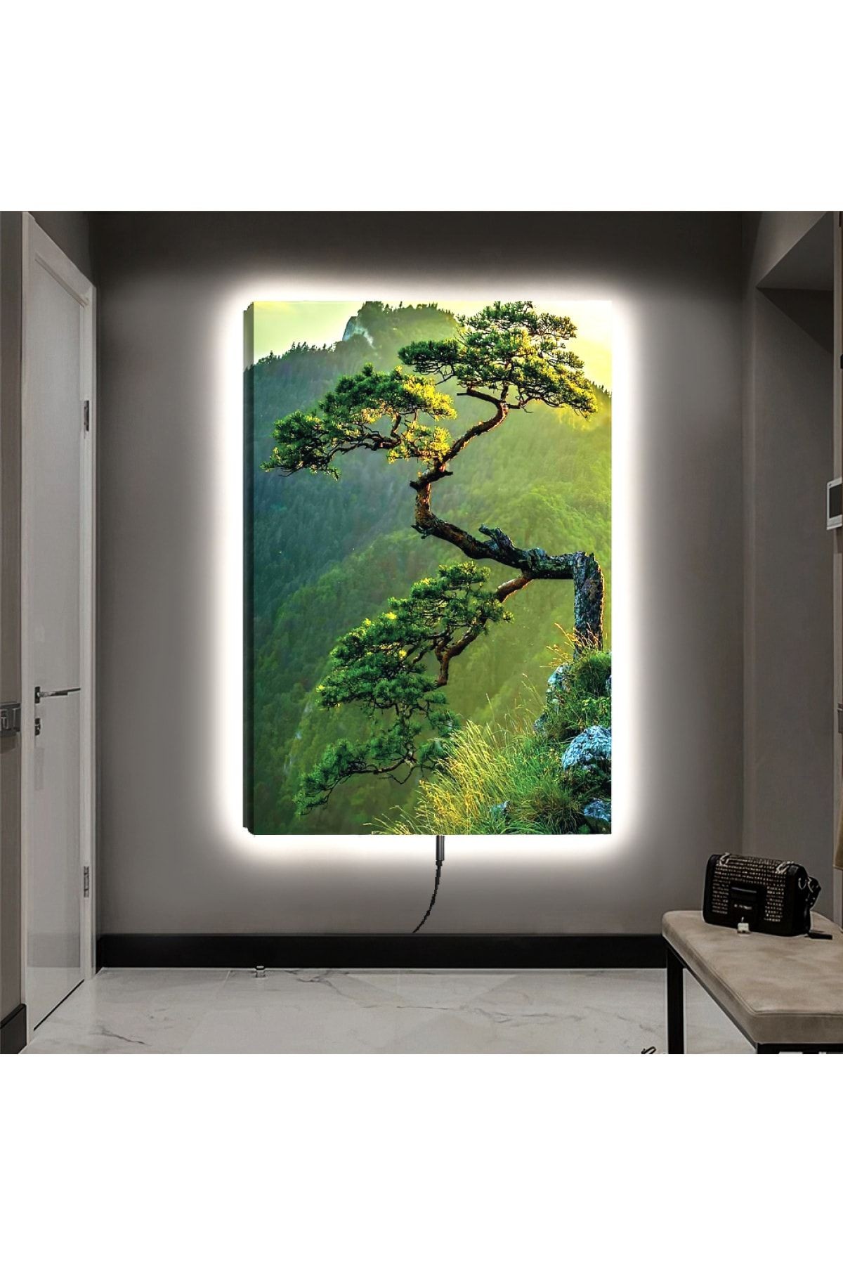 Ledli 90x60 Ağaç Manzara Kanvas Tablo