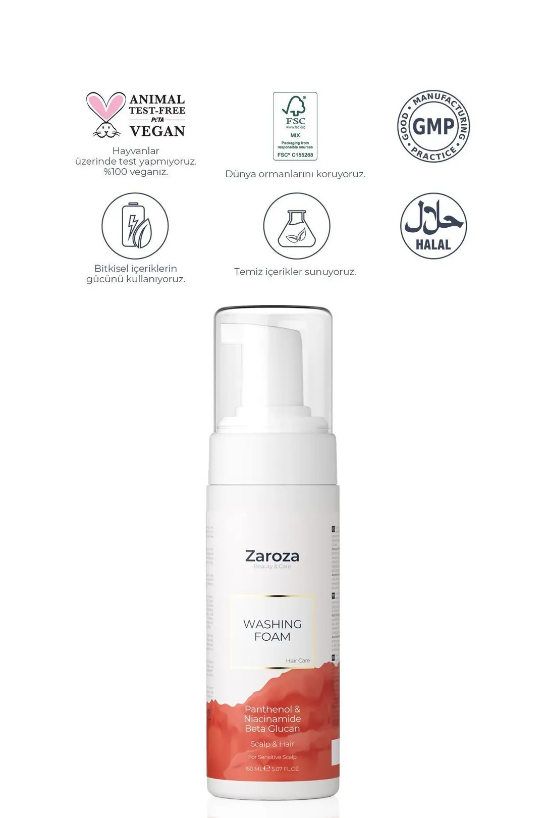 Washing Foam Saç Ekimi Sonrası Yıkama Köpüğü 150ml - Zaroza